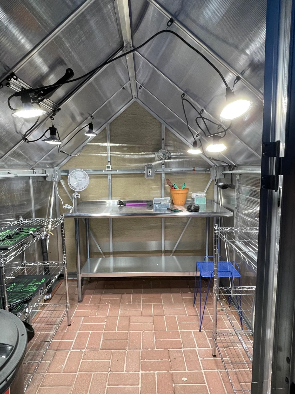 Palram - Canopia 6x10 Greenhouse Kit, Hobby Walk-In Twin-Wall UV Polycarbonate Heavy Duty Aluminum Frame, Lockable Door, Adjustable Roof Vent, Rain Gutters, Galvanized Steel Base, Mythos (Silver) customer photo 2