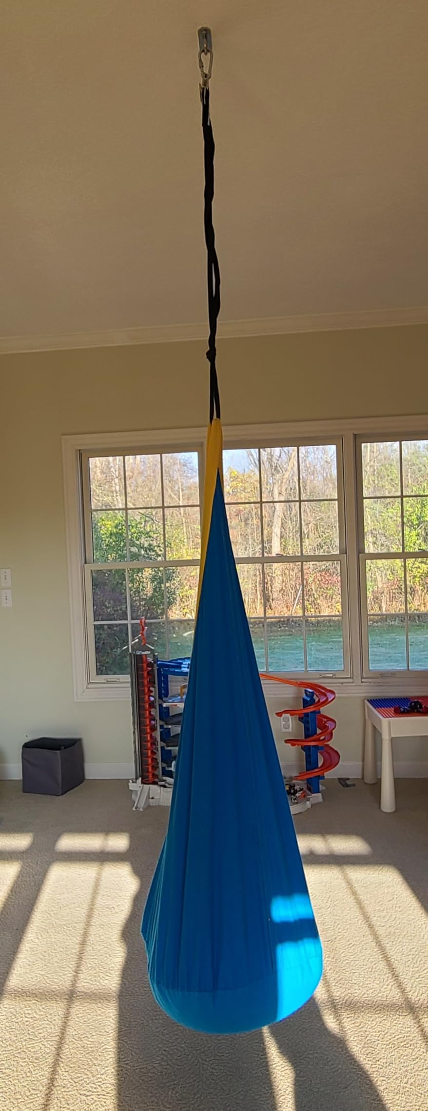 OUTREE Kids Pod Swing Seat, Cotton Child Hammock Swing Chair, Sensory Swing for Indoor and Outdoor Use, Blue customer photo 1