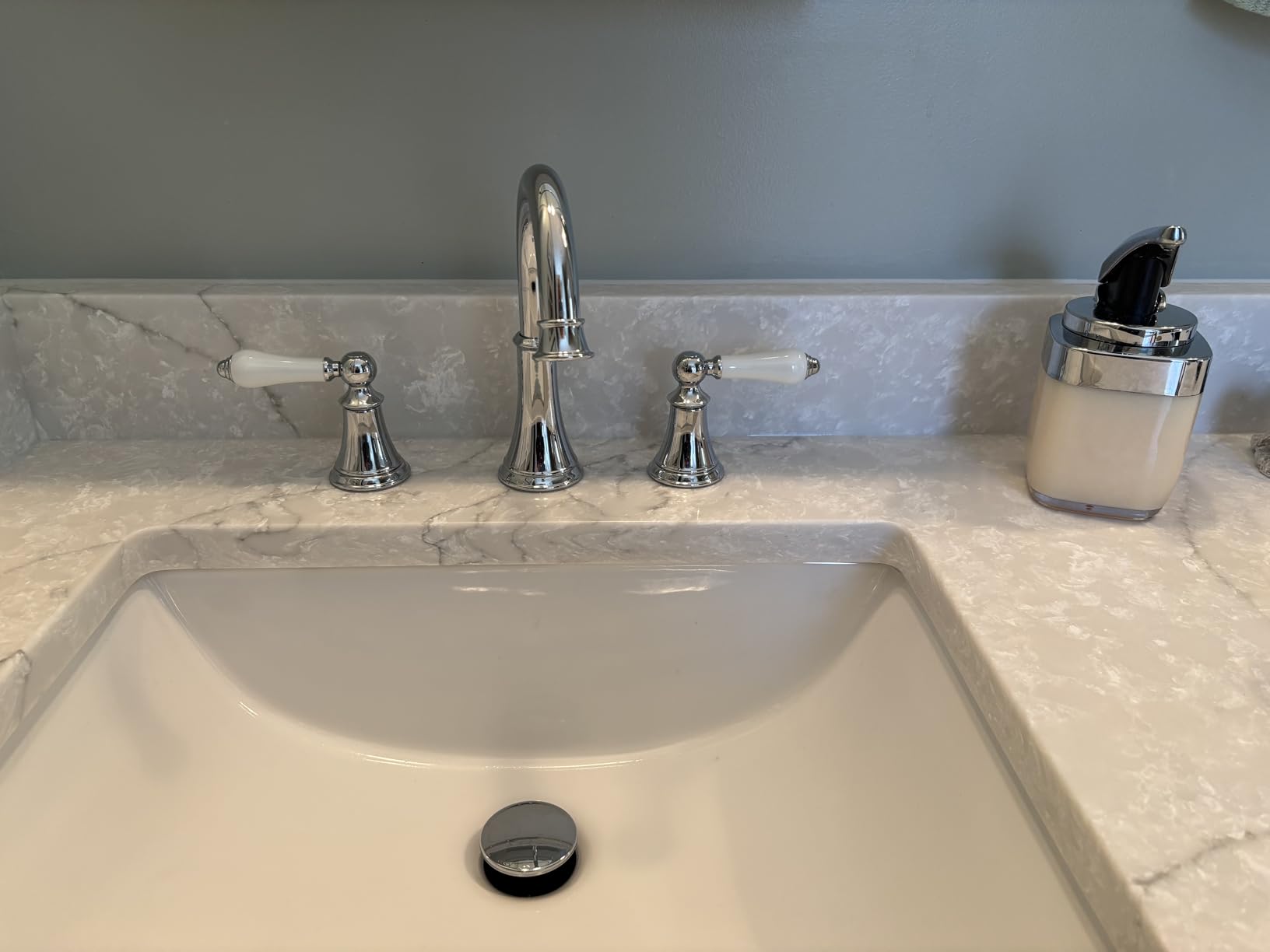 Pfister Courant Bathroom Sink Faucet, 8-Inch Widespread, 2-Handle, 3-Hole, NSF Certified, Polished Chrome Finish, LF049COPC customer photo 2