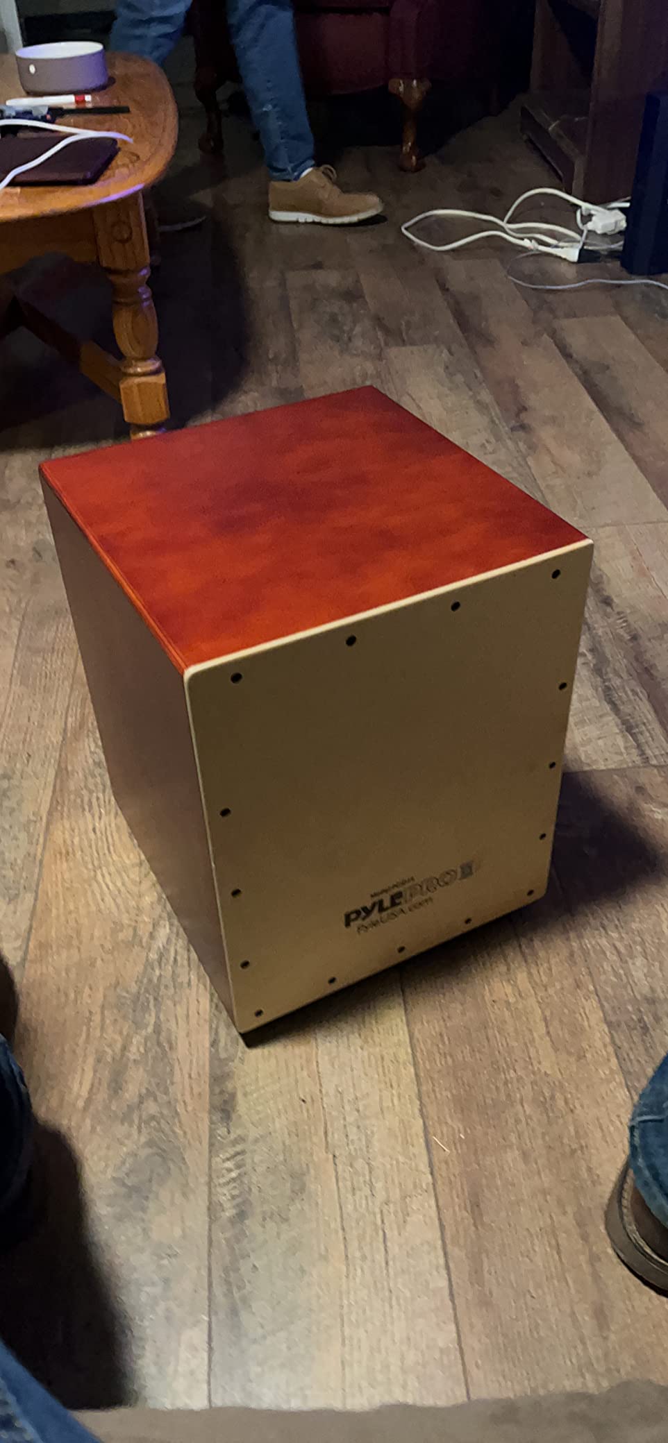 Pyle Stringed Jam Cajon, Handcrafted Birch Wood Percussion Box with Internal Guitar Strings, Compact & Lightweight Acoustic Drum customer photo 2