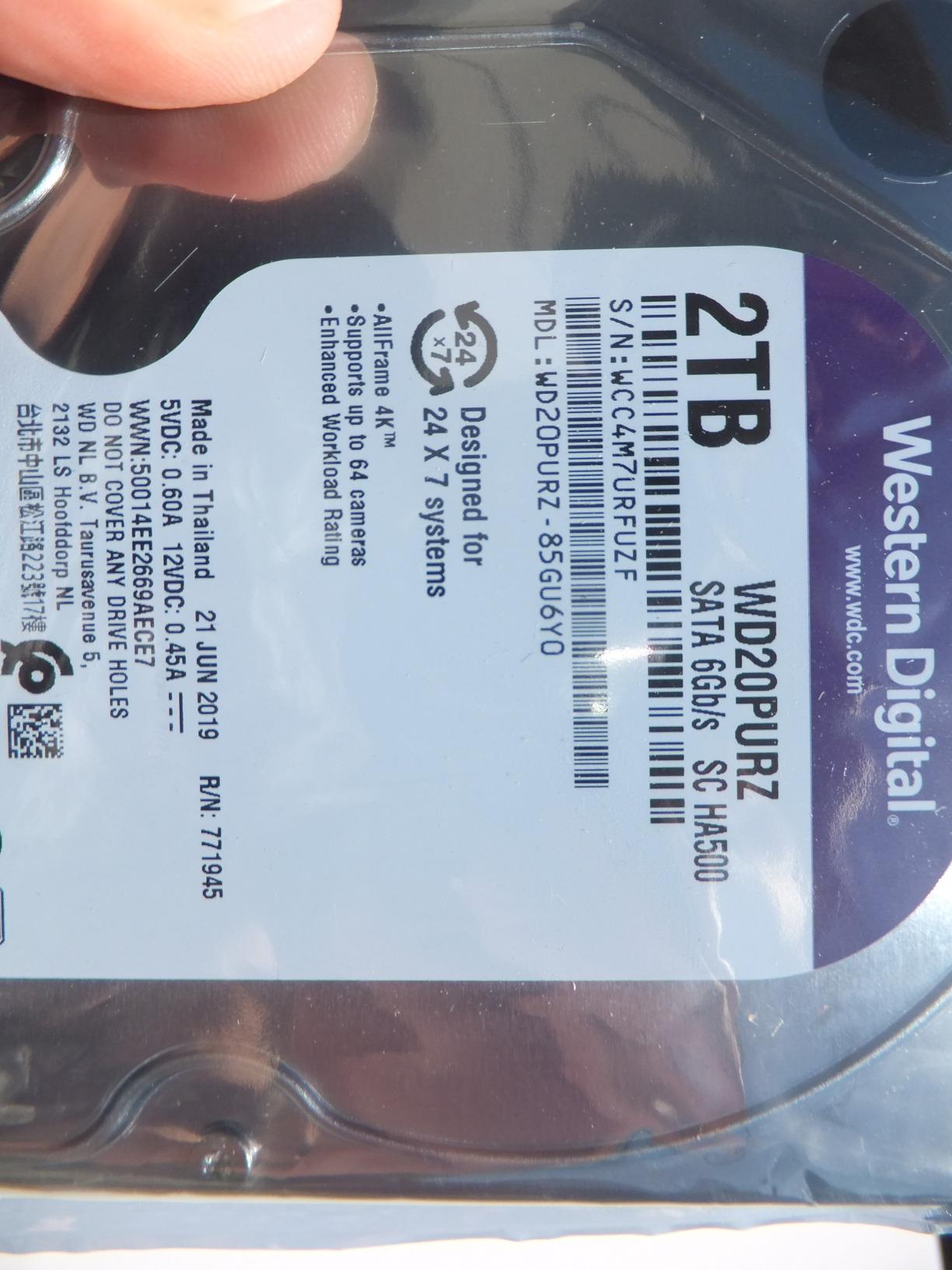 Western Digital 2TB WD Purple Surveillance Internal Hard Drive HDD - SATA 6 Gb/s, 64 MB Cache, 3.5