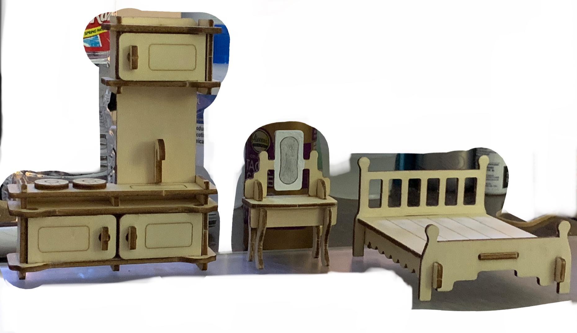 BOHS 34-Piece Dollhouse Furniture Set -1/24 Scale, Laser Cut Wooden 3D Puzzles - Miniature Doll House DIY Models and Accessories customer photo 1