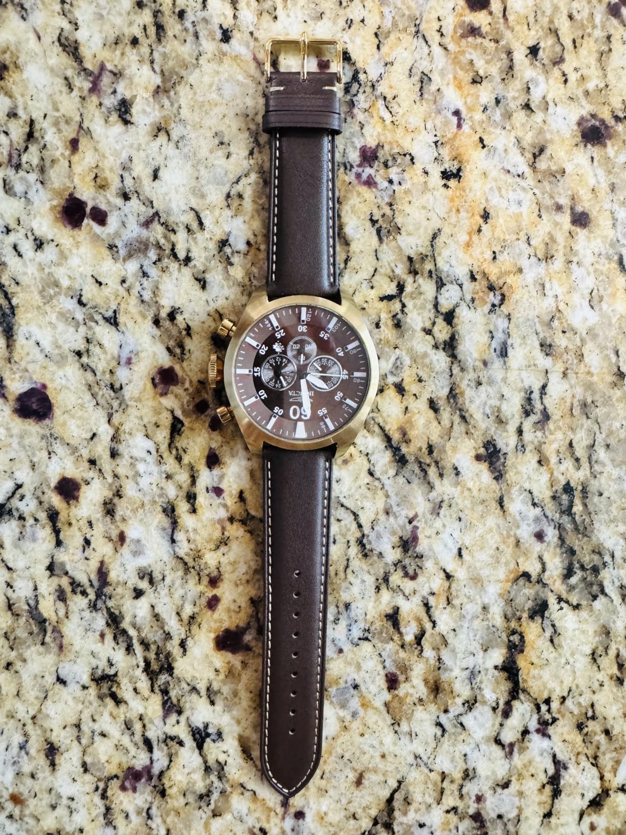 WOCCI 18mm Vintage Leather Watch Band for Men and Women, Gold Buckle (Dark Brown) customer photo 1