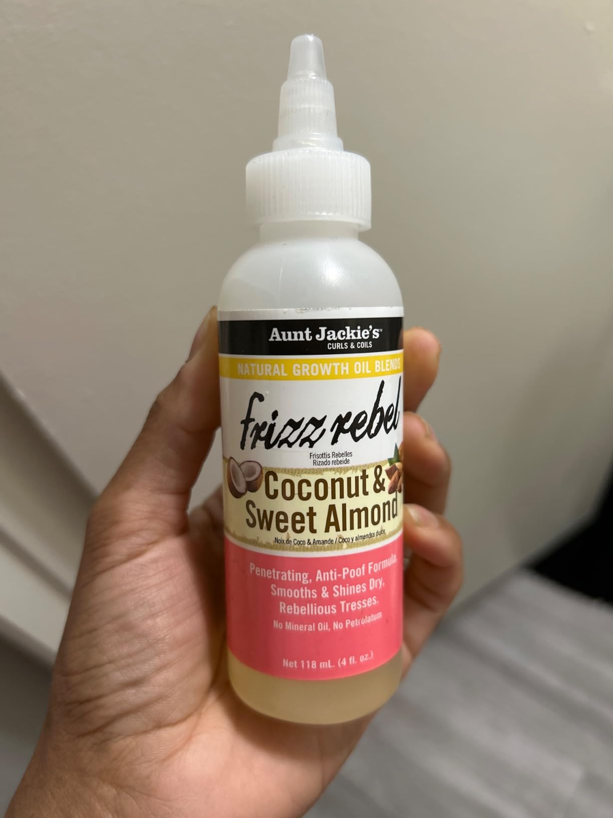 Aunt Jackie's Natural Growth Oil Blends Frizz Rebel - Coconut and Sweet Almond, Smooths and Shines Dry, Rebellious Tresses, Anti-Poof Formula, 4 oz customer photo 1