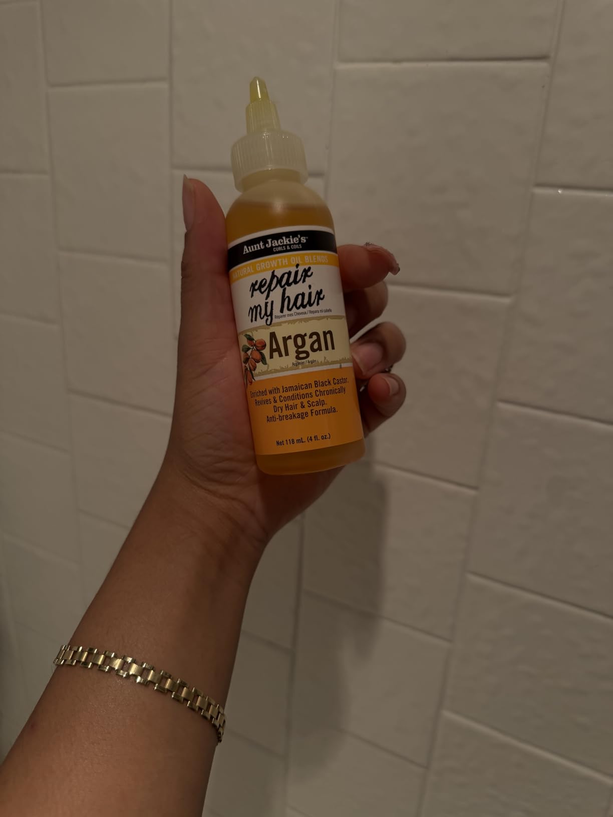 Aunt Jackie's Natural Growth Oil Blends Repair My Hair - Argan, Revives and Conditions Chronically Dry Hair and Scalp, Anti-Breakage Formula, 4 oz customer photo 1