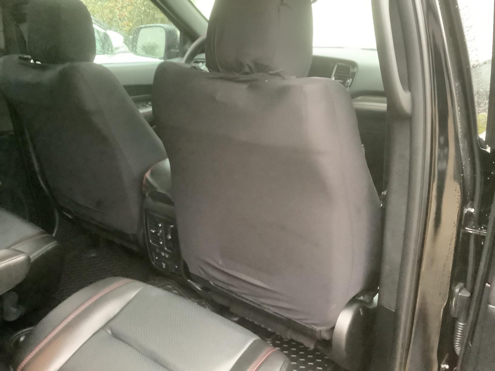 CAR PASS Universal FIT Piping Leather Car Seat Cover, for suvs,Van,Trucks,Airbag Compatible,Inside Zipper Design and Reserved Opening Holes (Full Set, Black and Red) customer photo 2