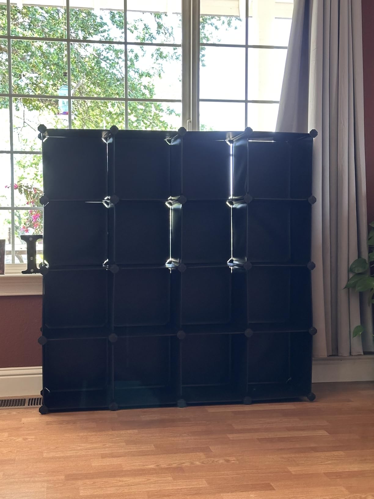 SONGMICS Cube Storage Organizer, Set of 16 Plastic Cubes, Book Shelf, Closet Organizers and Storage, Room Organization, Bedroom Living Room, 12.2 x 48.4 x 48.4 Inches, White ULPC44L customer photo 2