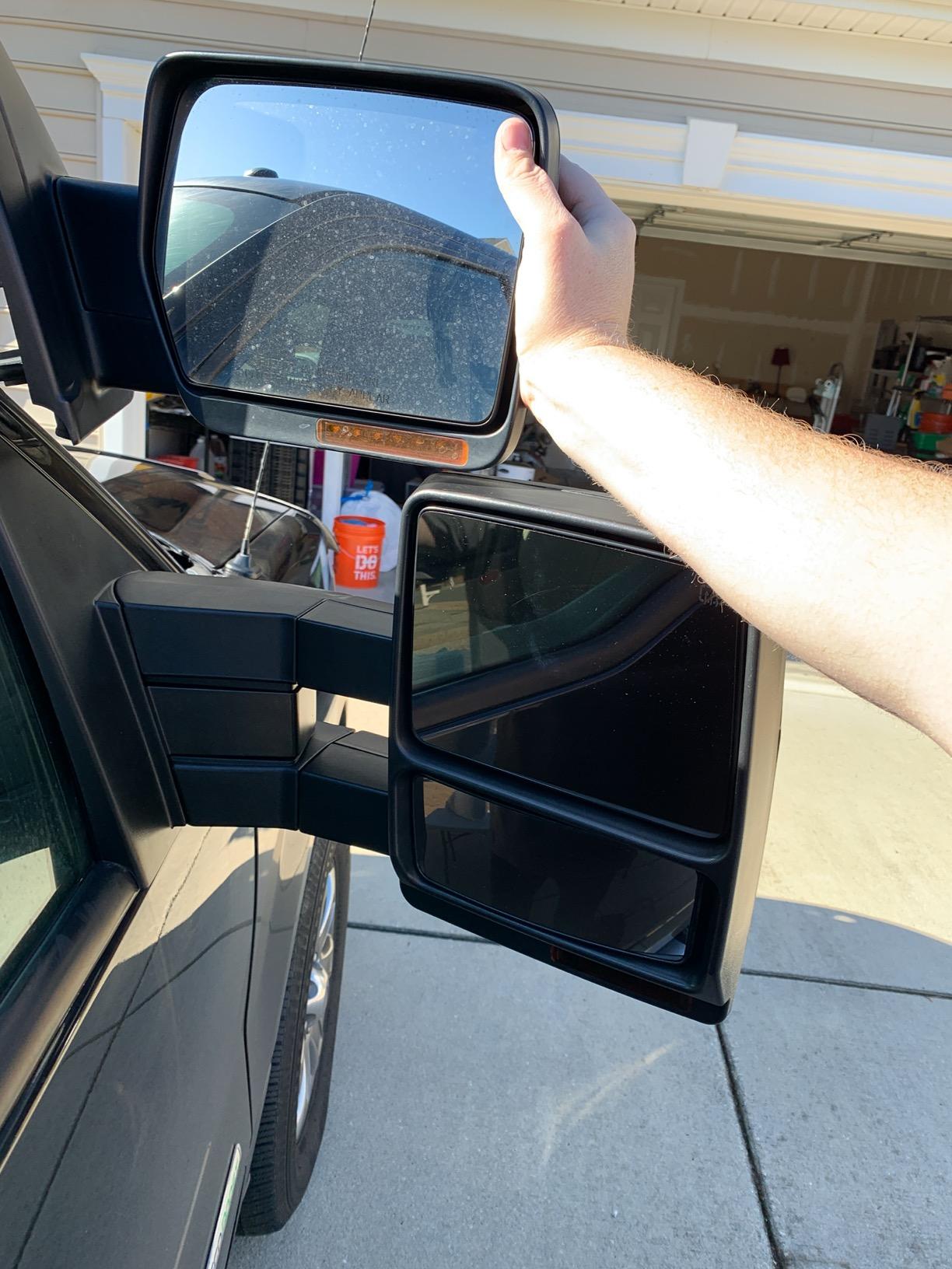 SCITOO Towing Mirrors fit for 2007-2014 for Ford for F150 Pickup Truck Driver Passenger Side Black Power Heated Turn Signal Puddle Light Pair Mirrors customer photo 2