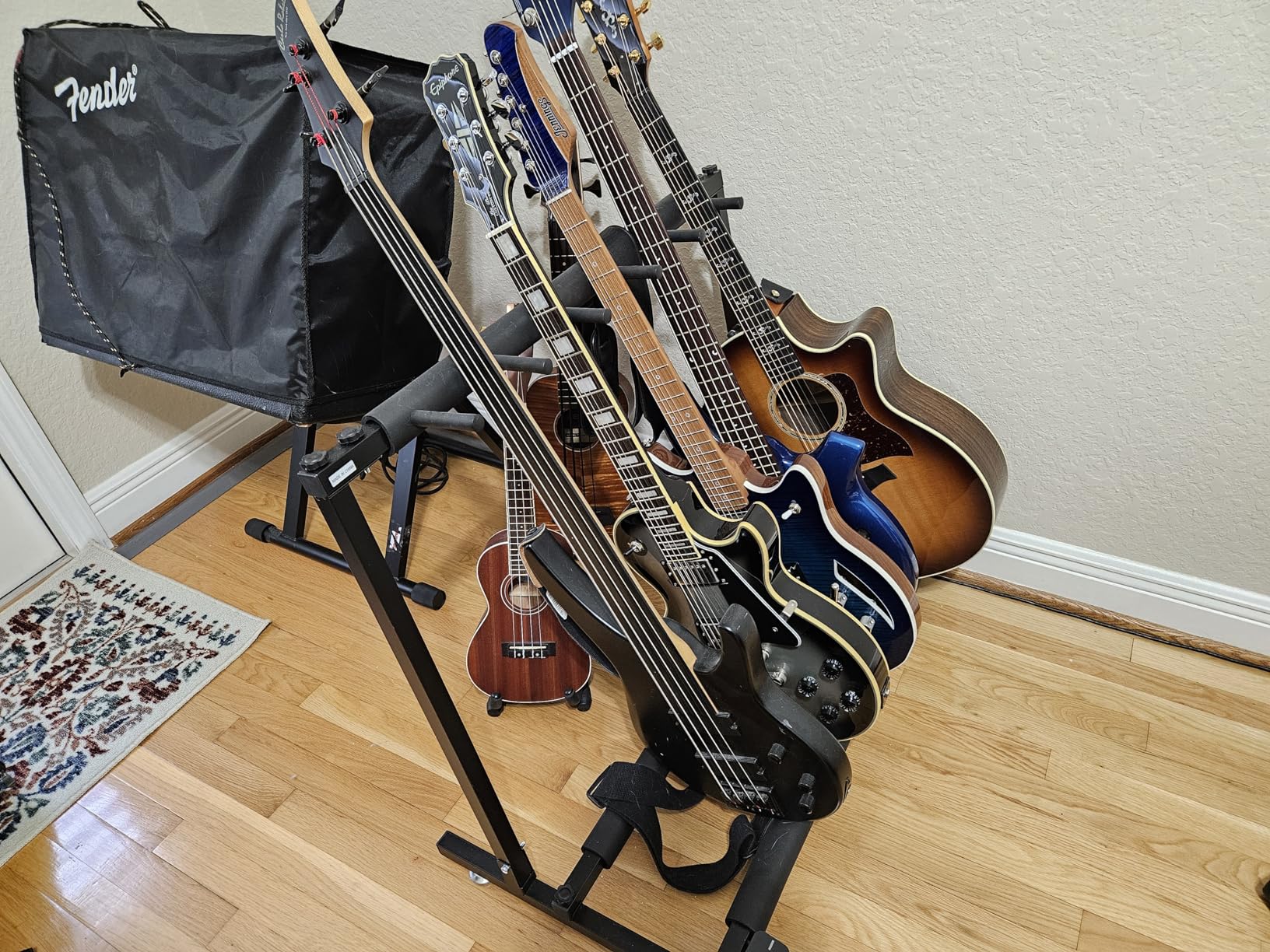 Kuyal Multi-Guitar Display Rack, Folding Stand for Band Stage, Bass & Acoustic Guitars, Black (9 Holder) customer photo 2