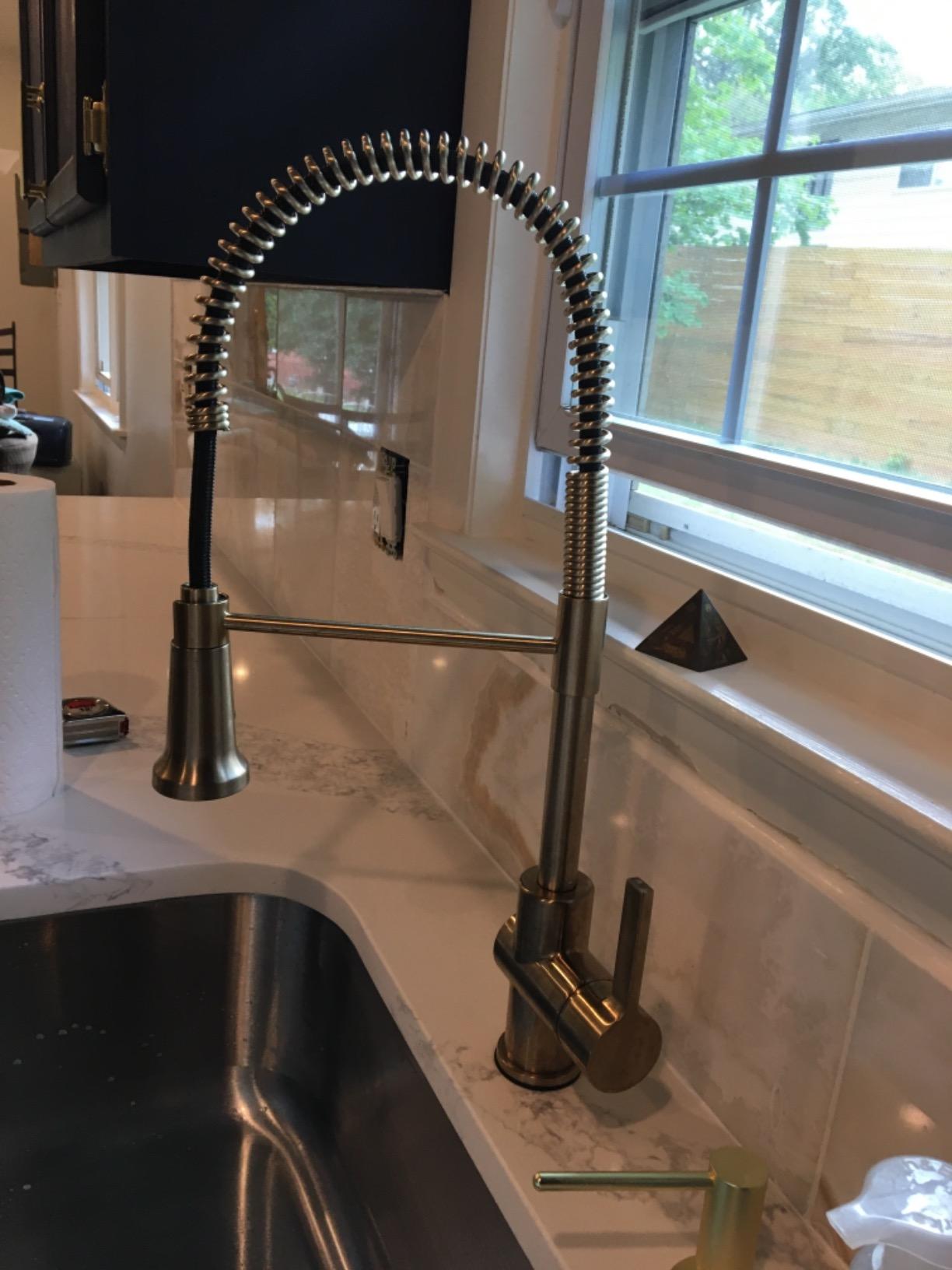 KRAUS Britt Commercial Style Spot Free Stainless Steel Pre-Rinse Kitchen Faucet with Deck Plate, KPF-1690SFS customer photo 2