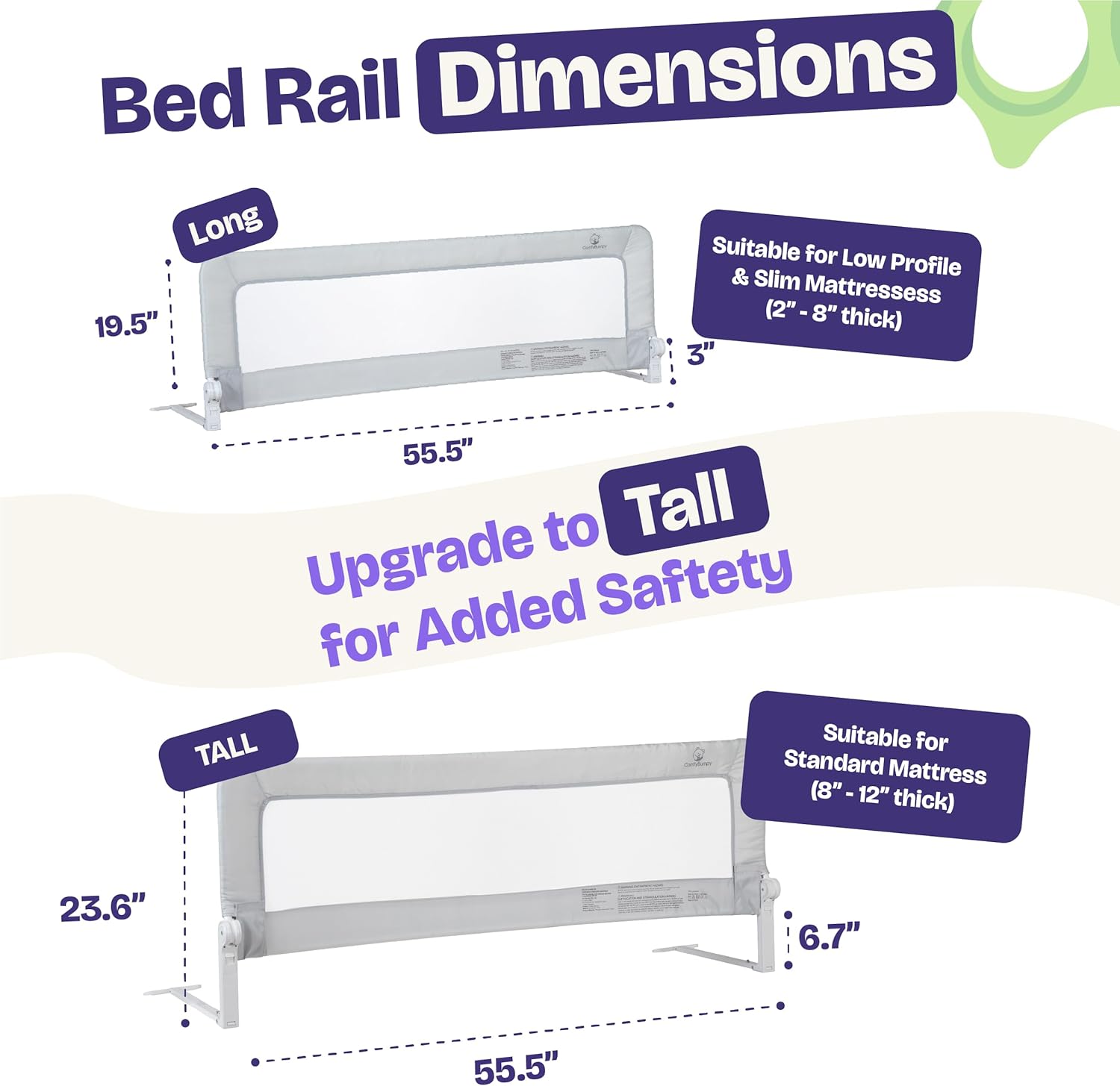 ComfyBumpy 1-Pack Bed Rail for Toddlers 55.5