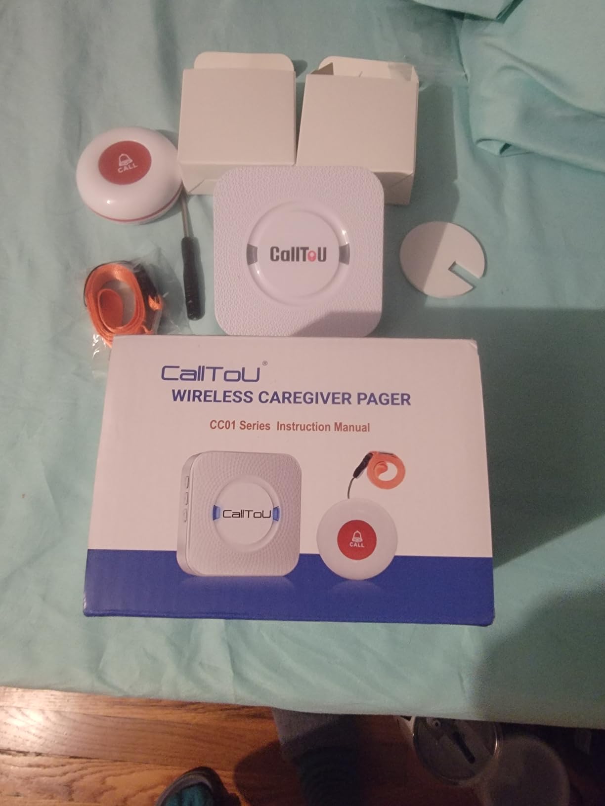 CallToU Wireless Caregiver Pager Smart Call System 2 SOS Call Buttons/Transmitters 2 Receivers Nurse Calling Alert Patient Help System for Home/Personal Attention Pager 500+Feet Plugin Receiver customer photo 2