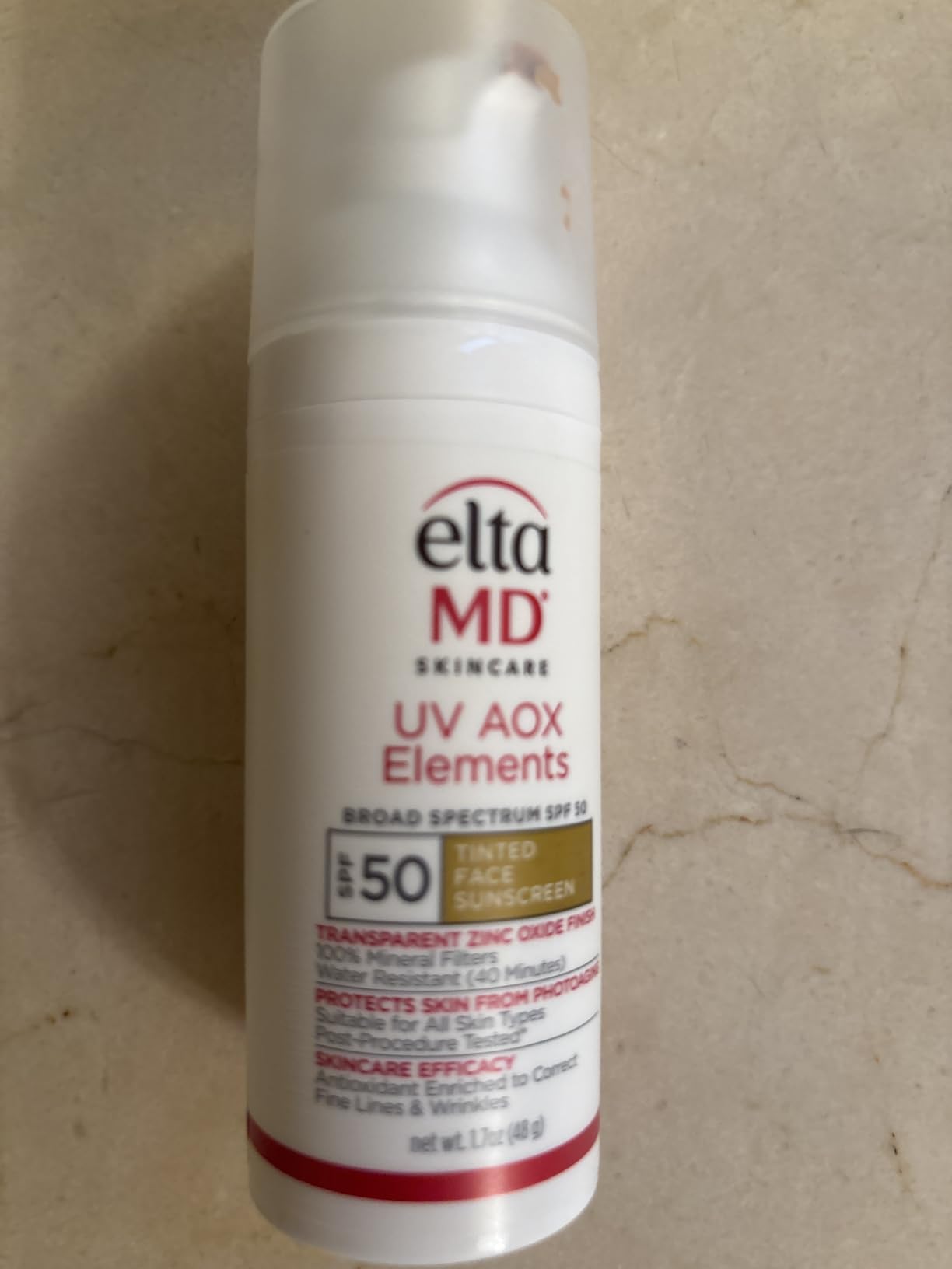 EltaMD UV AOX Elements Tinted Face Sunscreen, SPF 50, 100% Tinted Mineral Sunscreen for Sensitive Skin and Dry Skin with Antioxidants, 1.7 oz Pump customer photo 1