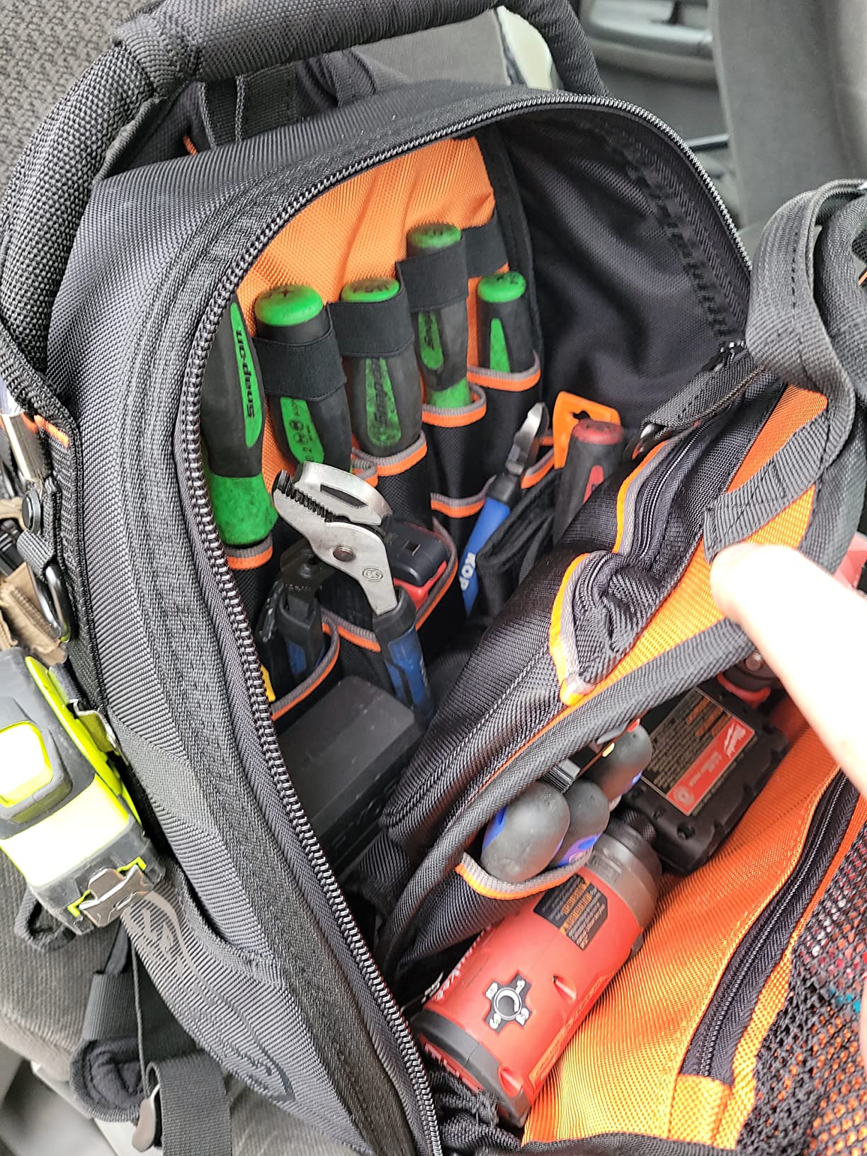 Klein Tools 55485 Tool Bag Backpack, Durable Electrician Backpack with 48 Pockets for Hand Tools, Waterproof Bottom, Removable Carrier customer photo 2