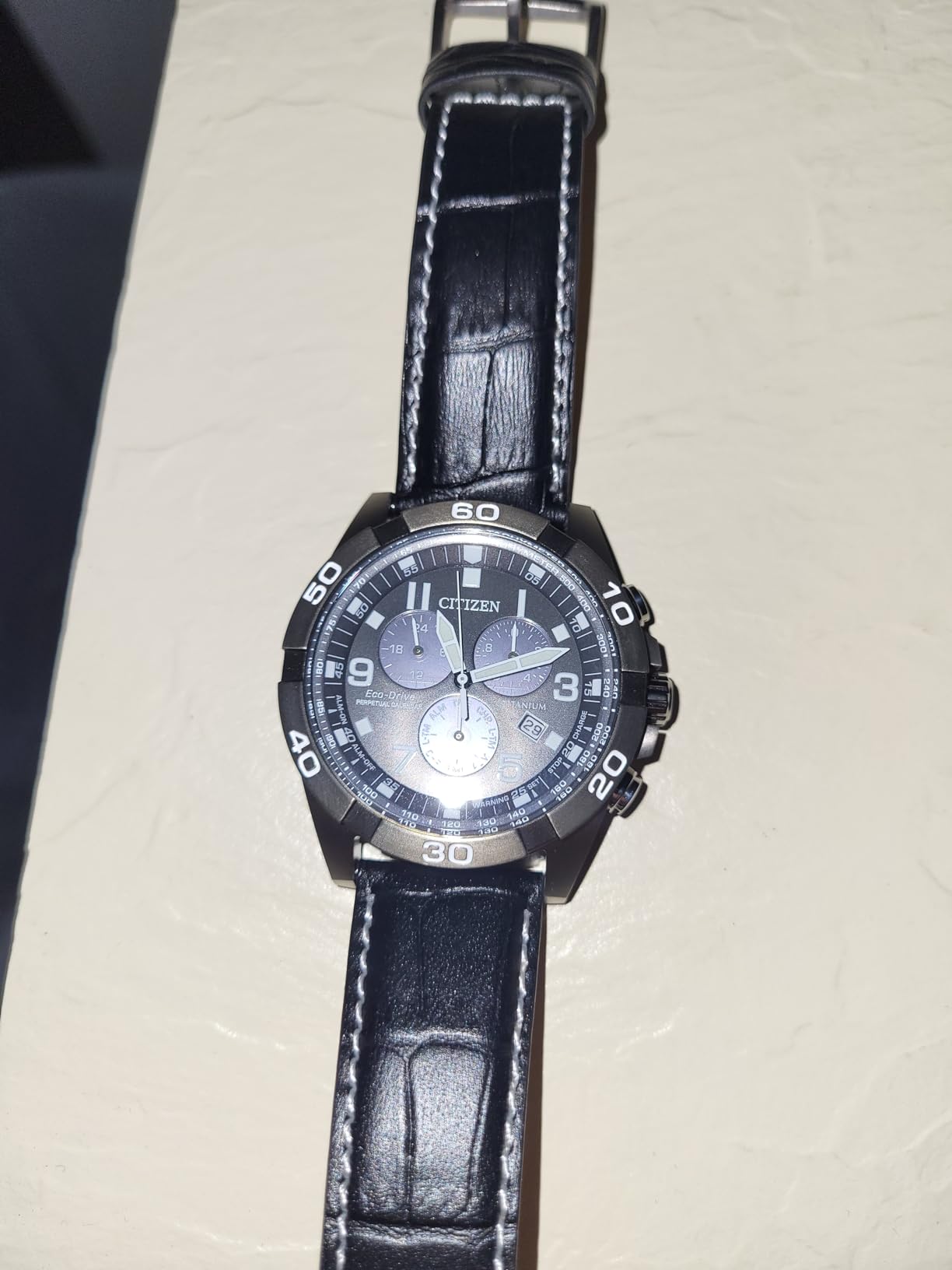 Citizen Men's Eco-Drive Sport Casual Brycen Chronograph Watch, Super Titanium, Perpetual Calendar, Tachymeter 12/24 Hour Time, Alarm customer photo 2