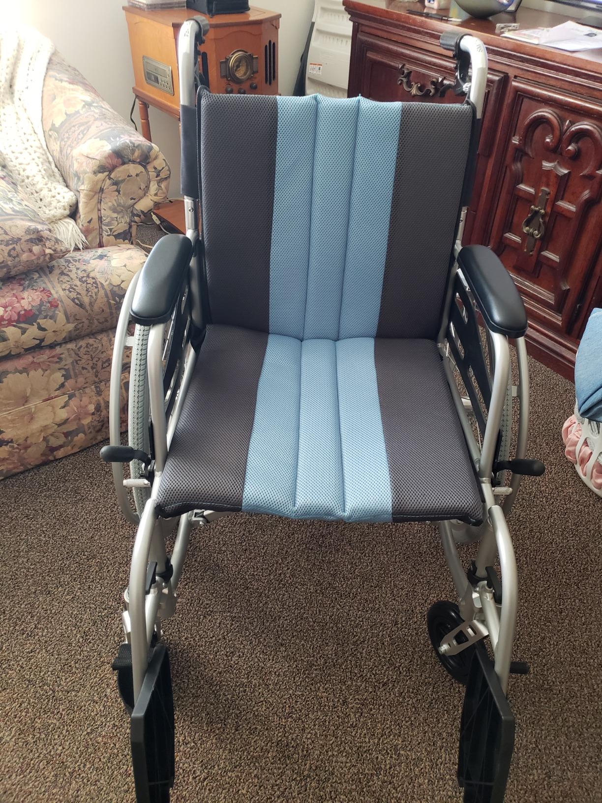 Lightweight Wheelchair 21lbs Self-propelled Chair with Travel Bag and Cushion, Portable 17.5