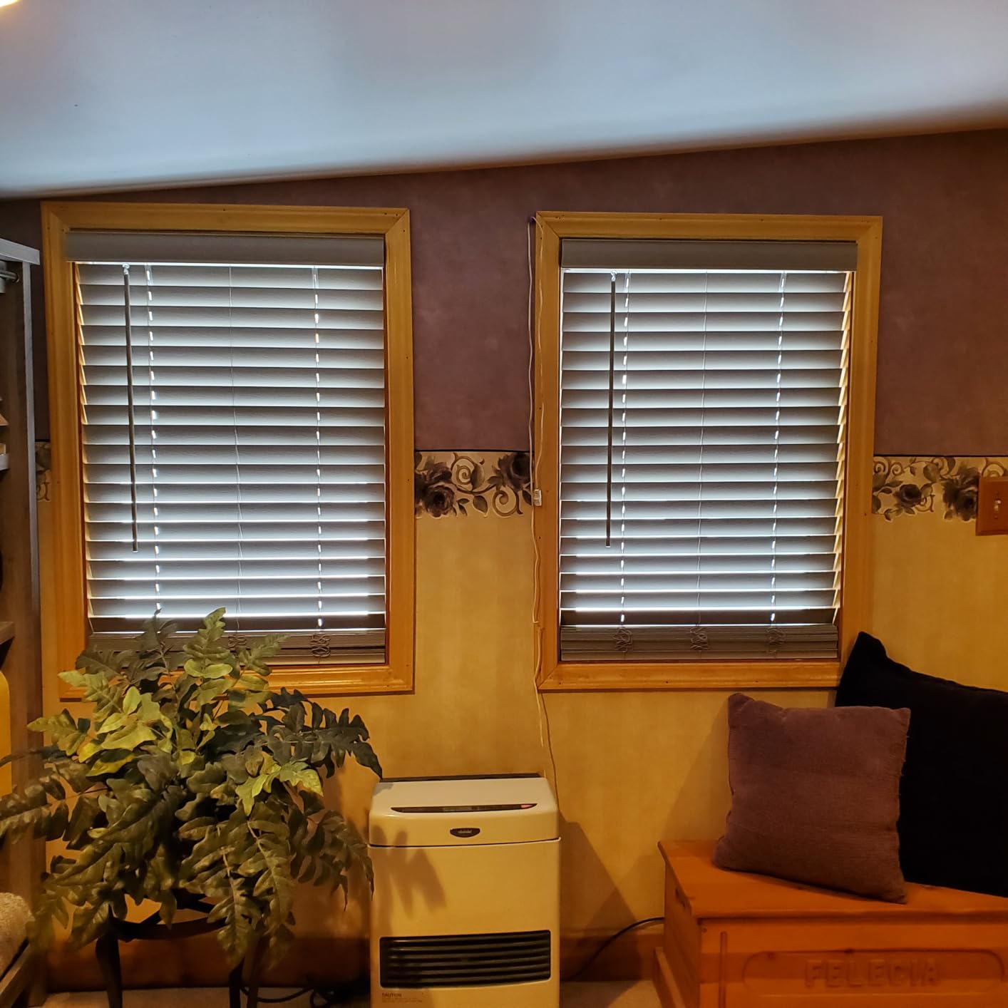 Cordless Room Darkening Plantation Blind - 34 Inch Width, 64 Inch Length, 2