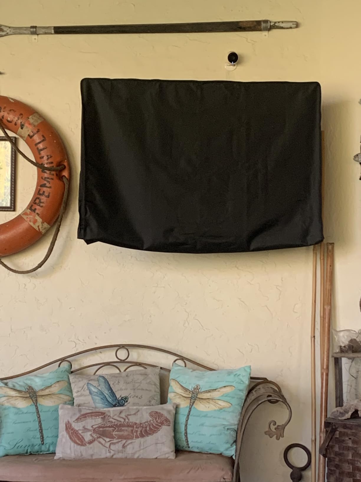 iBirdie Outdoor TV Cover 60 to 65 inch Weatherproof, Cover Size 58''L x 37''H, Waterproof for Outside Flat Screen 60 to 65 inch TV, Black, 600D Thick Fabric Screen Protector with Bottom customer photo 1