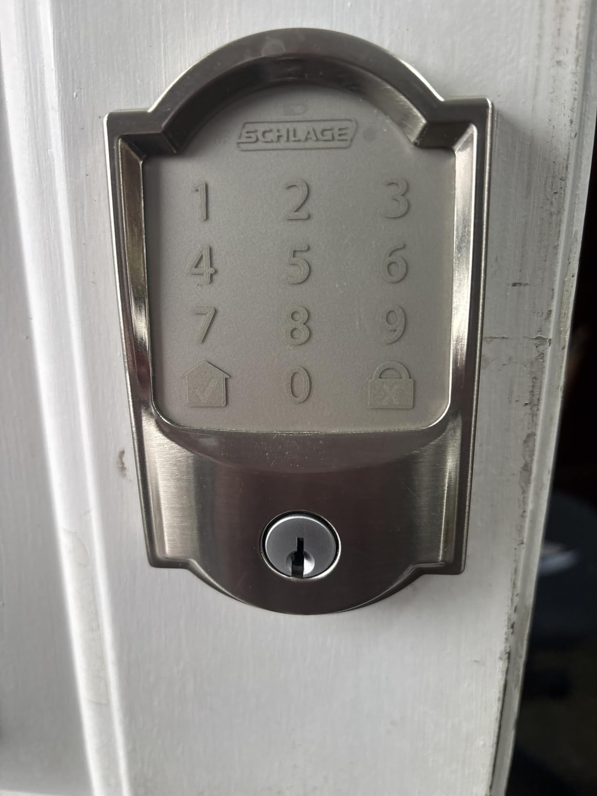 Schlage Encode Smart Wi-Fi Deadbolt Lock with Touchscreen Keypad, Keyless Front Door Entry, App Control, Alexa, Google Home and Airbnb Compatible, Satin Nickel, BE489WB CAM 619 customer photo 1