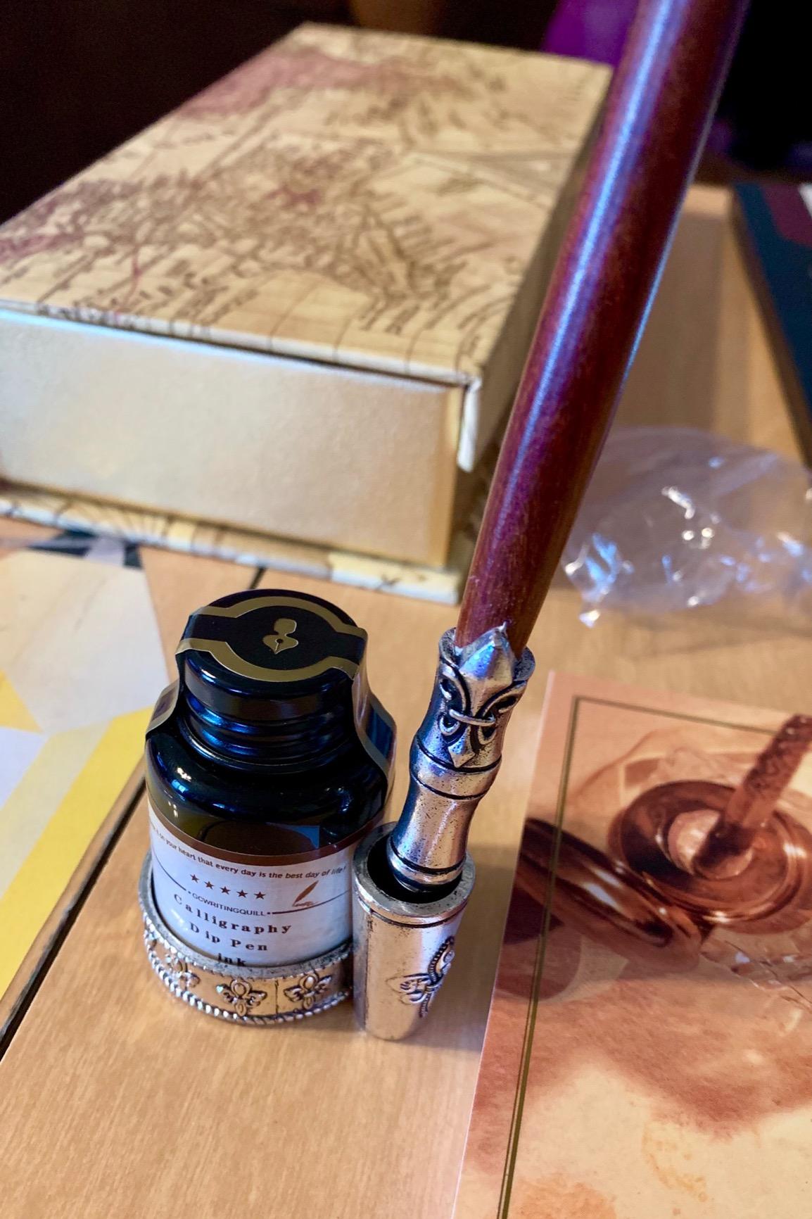 GC QUILL MU-02 Calligraphy Pen Set, Glass Dip Pen and Handcrafted Wooden Dip Pen Gift Set with 5 Colors Calligraphy Ink 6 Nibs, Calligraphy Set for Beginners customer photo 2