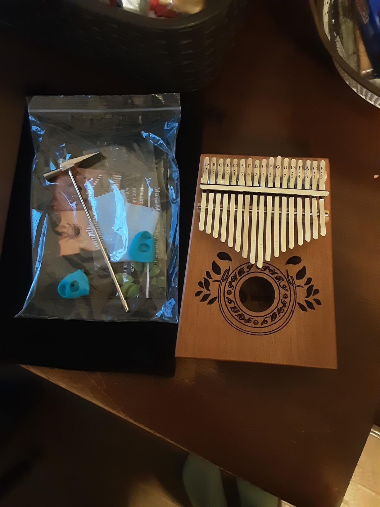 17-Key Kalimba Thumb Piano - Portable Mahogany Percussion Mbira Instrument - Beginner Tuning Set customer photo 1