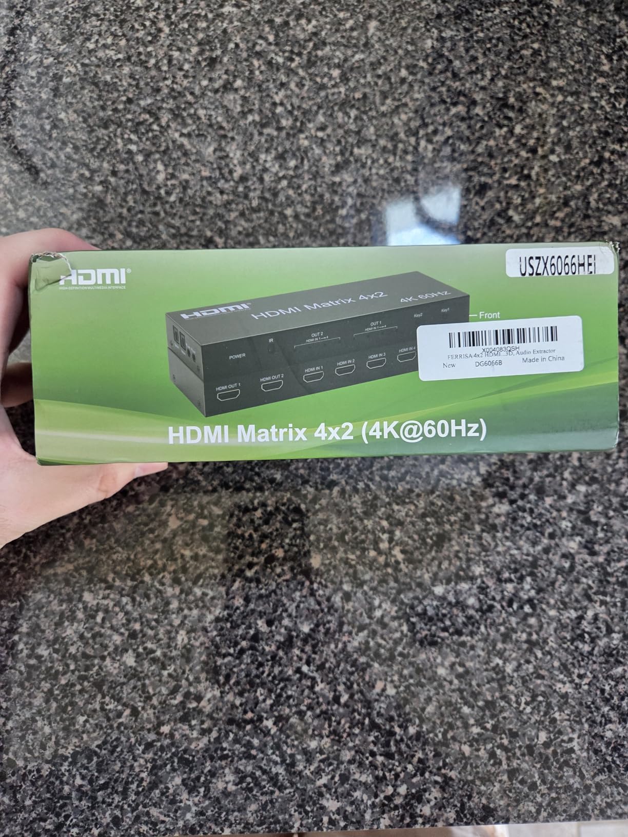 FERRISA 4x2 HDMI Matrix Switch, 4 in 2 Out Matrix HDMI Video Switcher Splitter +Optical & L/R Audio Output, Support Ultra HD 4K, 3D 1080P, Audio EDID Extractor with IR Remote Control customer photo 1