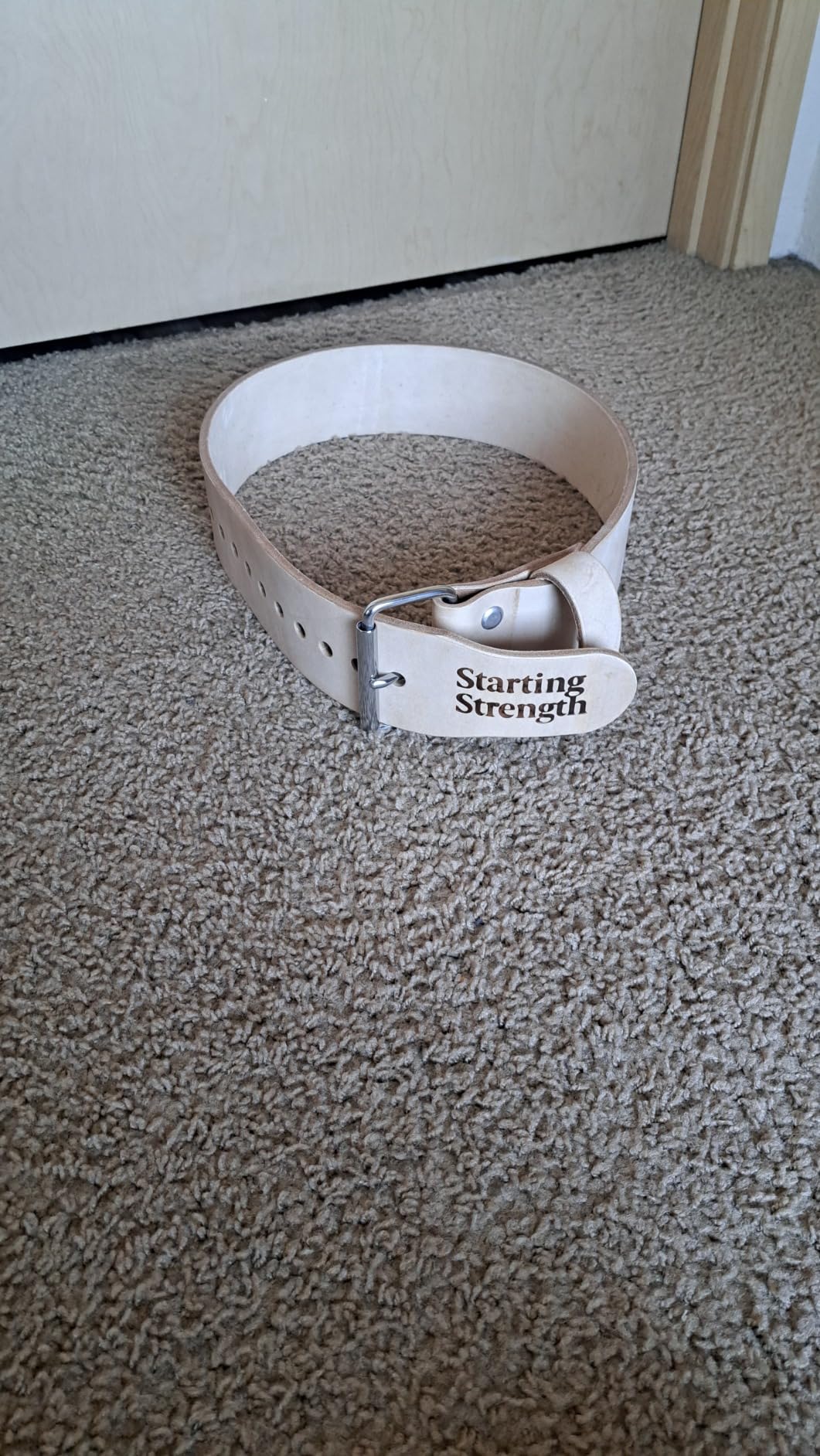 Leather Weight Lifting Belt - Hand Crafted In USA - Starting Strength - Powerlifting Support - Single Ply - 3-Inch Wide, 6mm Thick - Stainless Steel Roller Buckle customer photo 1