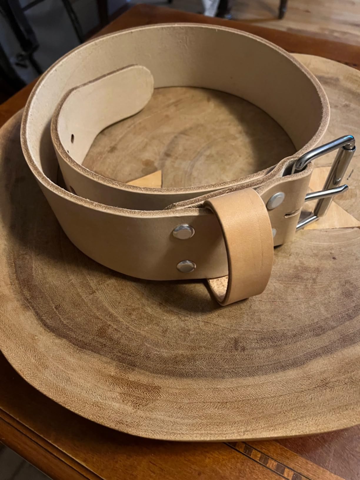 Leather Weight Lifting Belt - Hand Crafted In USA - Starting Strength - Powerlifting Support - Single Ply - 3-Inch Wide, 6mm Thick - Stainless Steel Roller Buckle customer photo 2