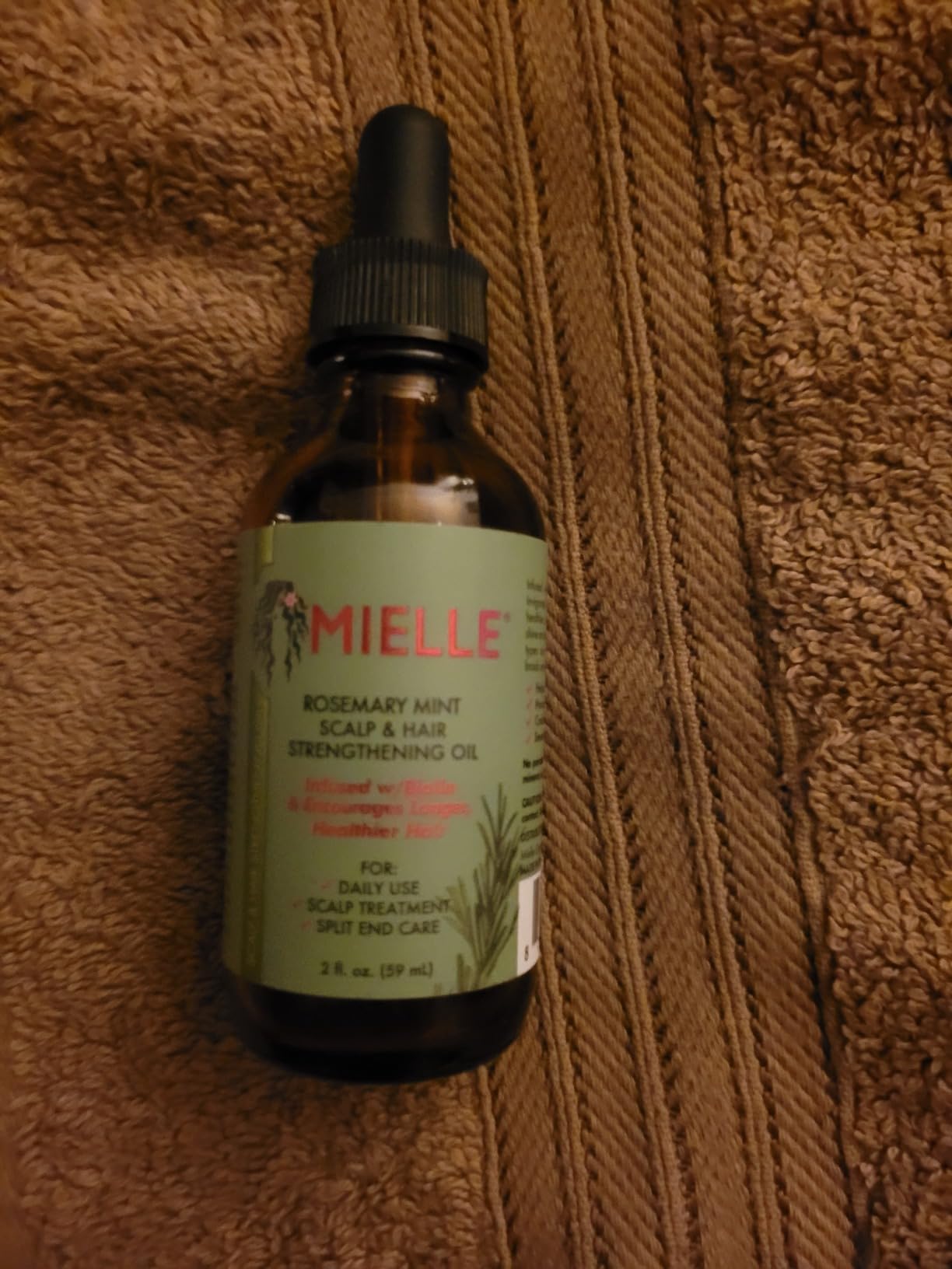 Mielle Organics Rosemary & Mint Hair Oil - Strengthening Biotin Oil Infused Frizzy & Damaged Hair Care - Split Ends & Dry Scalp Treatment to Support Longer, Healthier Strands, 2 Ounce customer photo 2
