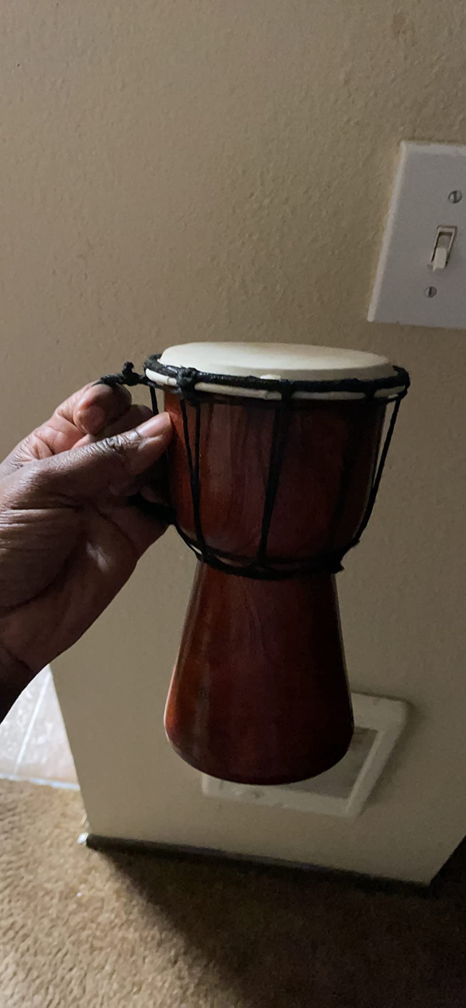 ArtCreativity 8 Inch Mini Wooden Toy Drum for Kids - Rustic Brown Wood Djembe - Fun Musical Instrument customer photo 2
