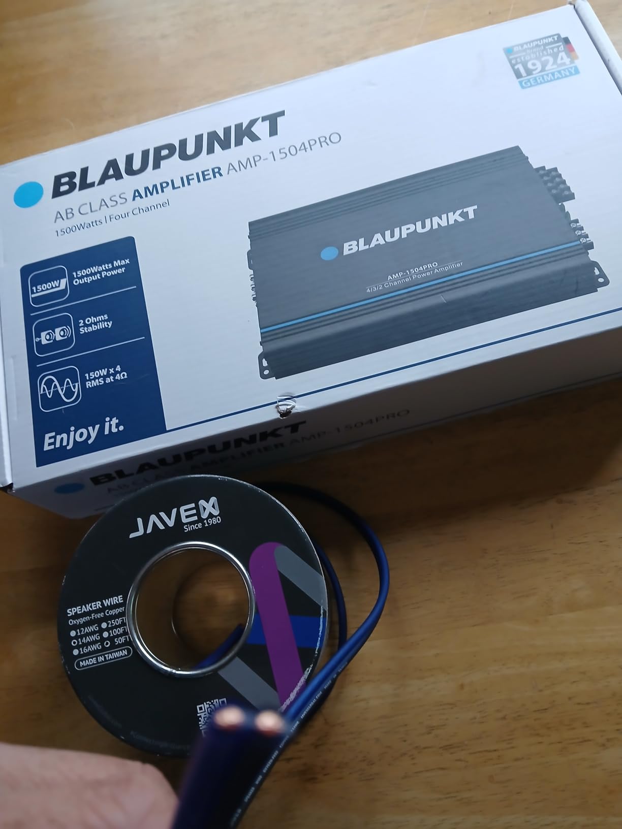 JAVEX 14-Gauge AWG Audio Speaker Wire Cable (100 FT), [OFC Oxygen-Free Copper] HighFlex Thin Flat Cable for Home Theater, Blue/Black customer photo 1