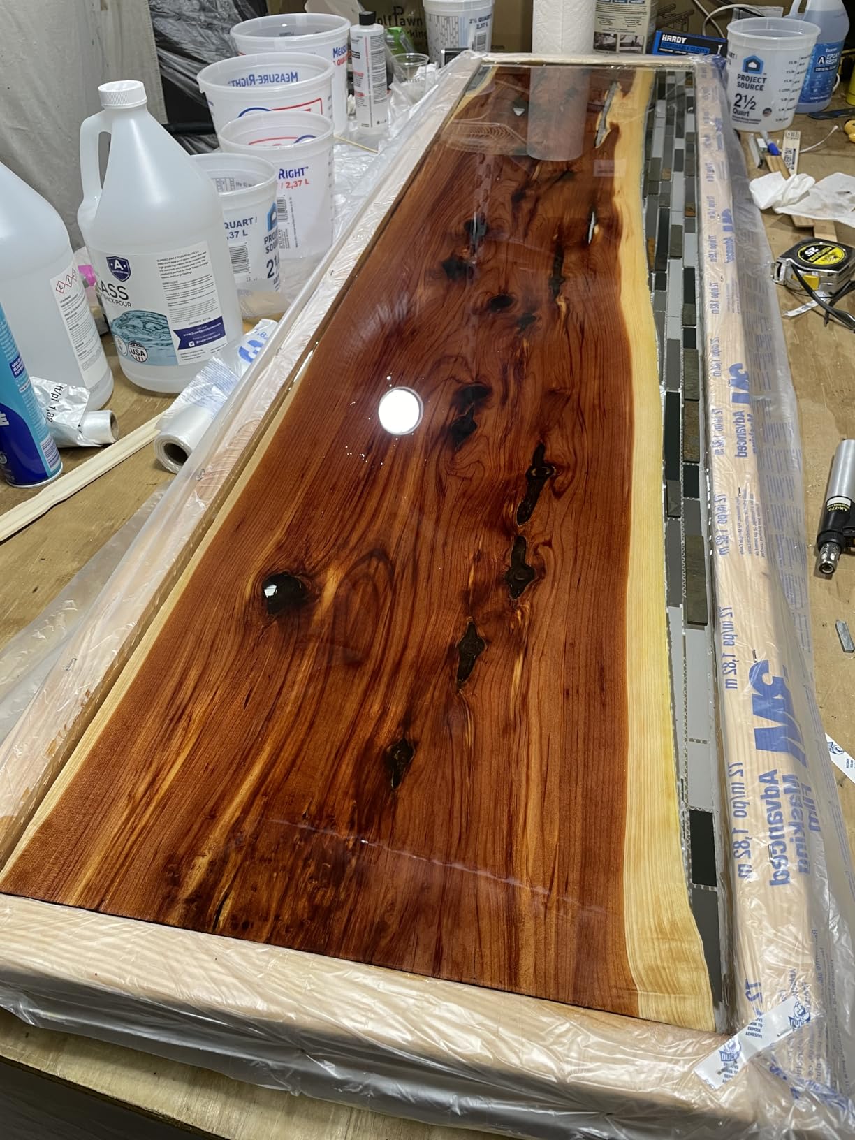 Deep Pour Epoxy Resin Liquid Glass 3 GL Kit, 2-4 inch Super Clear Amazing Flow Casting Resin Kit, High Temp Heat UV Resistant Food Safe Epoxy, Bubble Free Low Viscosity Cast & Coat Stone Wood Metal customer photo 2