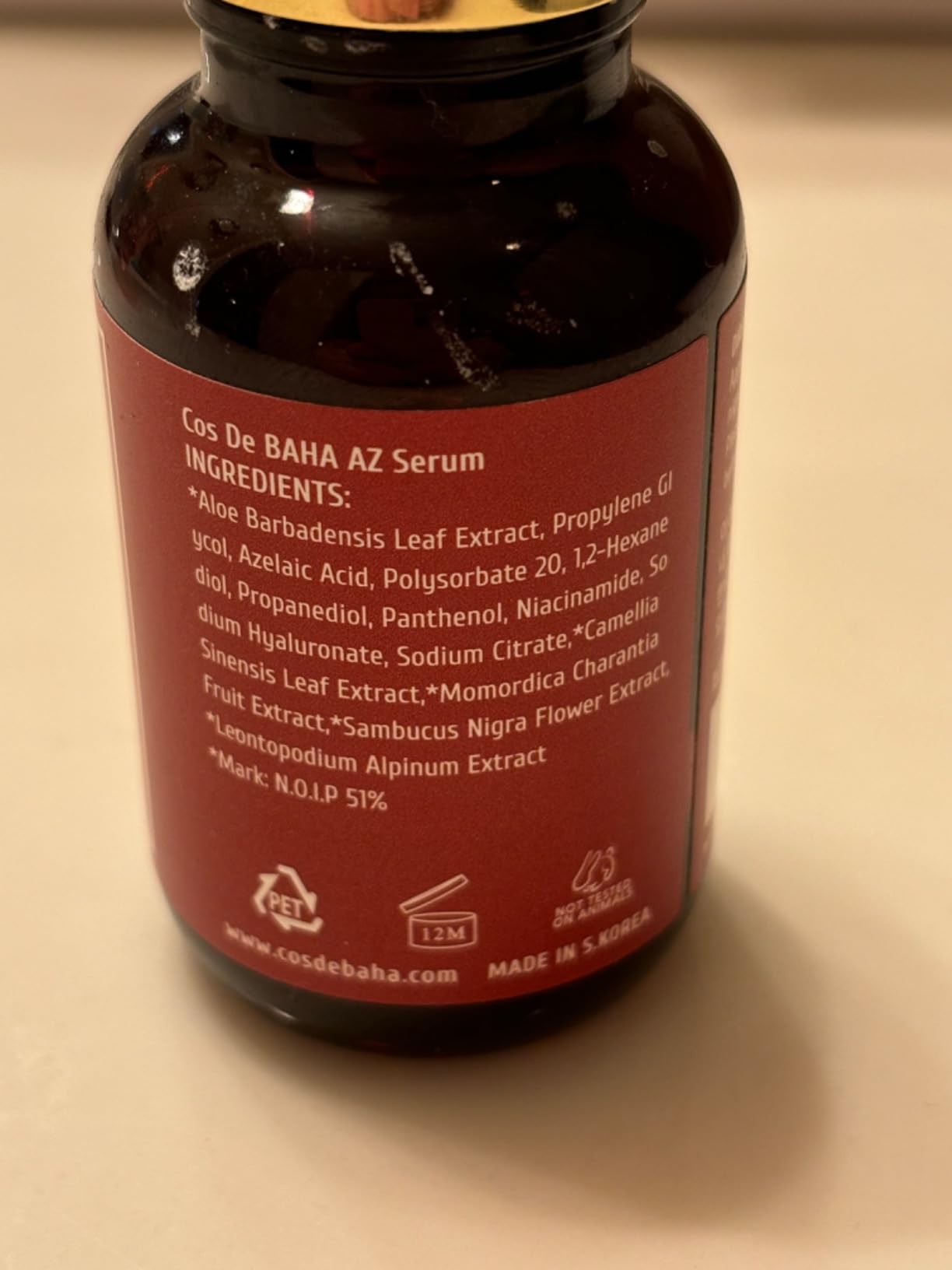Cos De BAHA Premium Azelaic Acid 10% Serum 1 Fl Oz - Niacinamide & Panthenol Face Serum for Blemish-Prone, Redness-Prone & Oily Skin - Lightweight Aloe-Based Korean Skincare (30 ml) customer photo 2