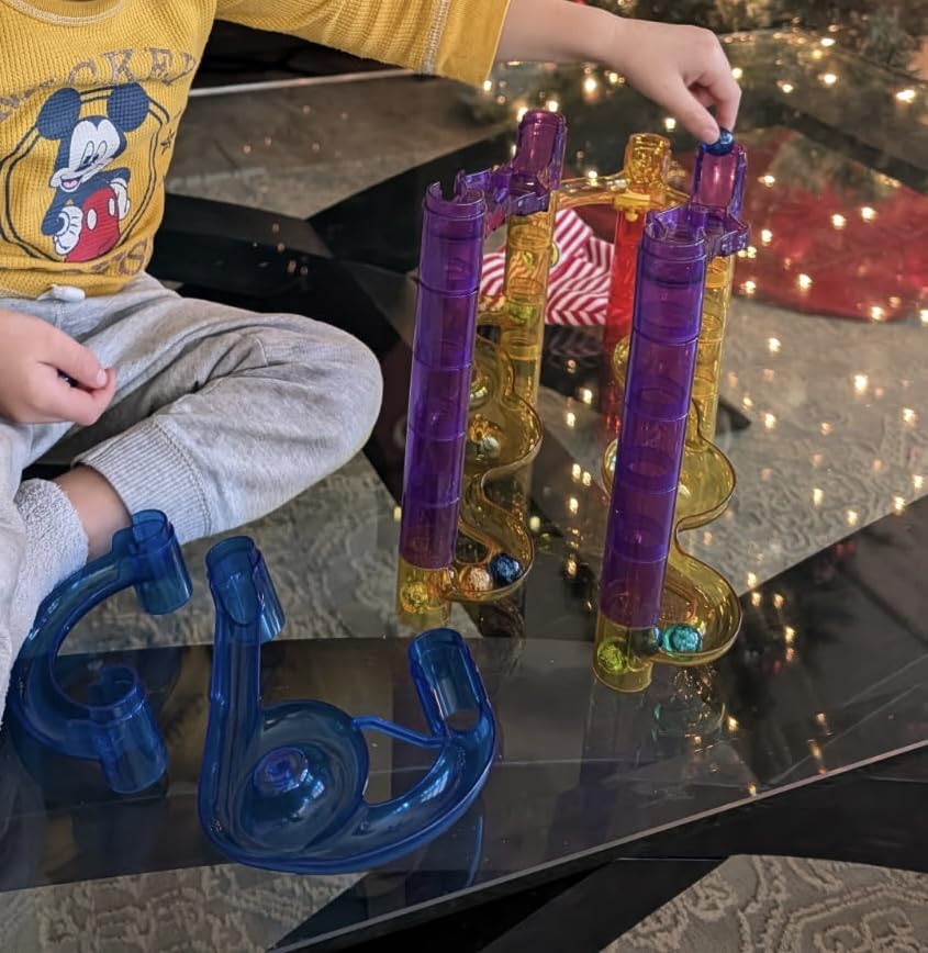 NATIONAL GEOGRAPHIC Glowing Marble Run - Construction Set with 15 Glow in The Dark Glass Marbles & Storage Bag, STEM Gifts for Boys and Girls customer photo 2