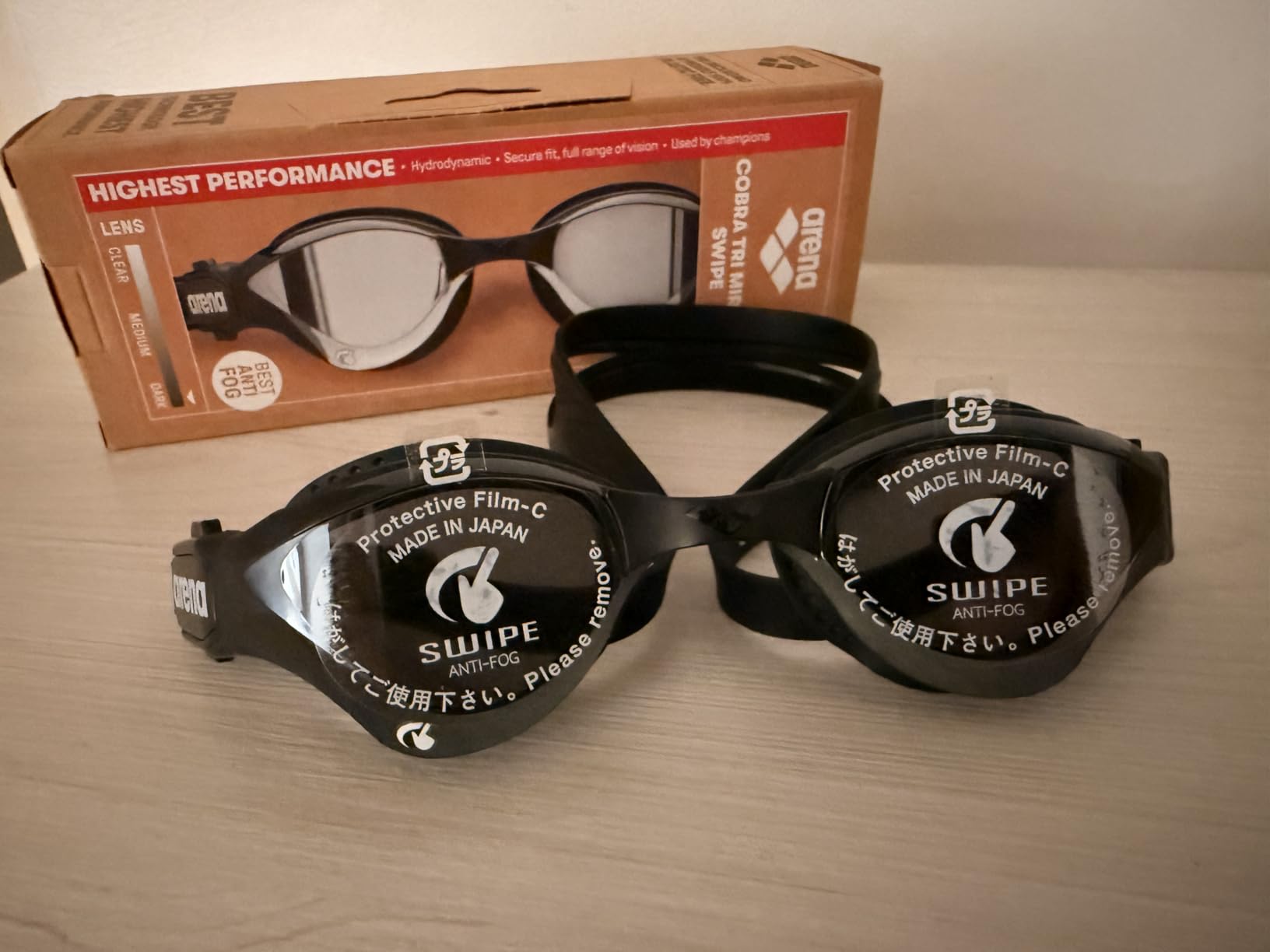ARENA Unisex Adult Cobra Tri Swimming Goggles - Swipe Anti-Fog Wide Vision Mirror Lens customer photo 1