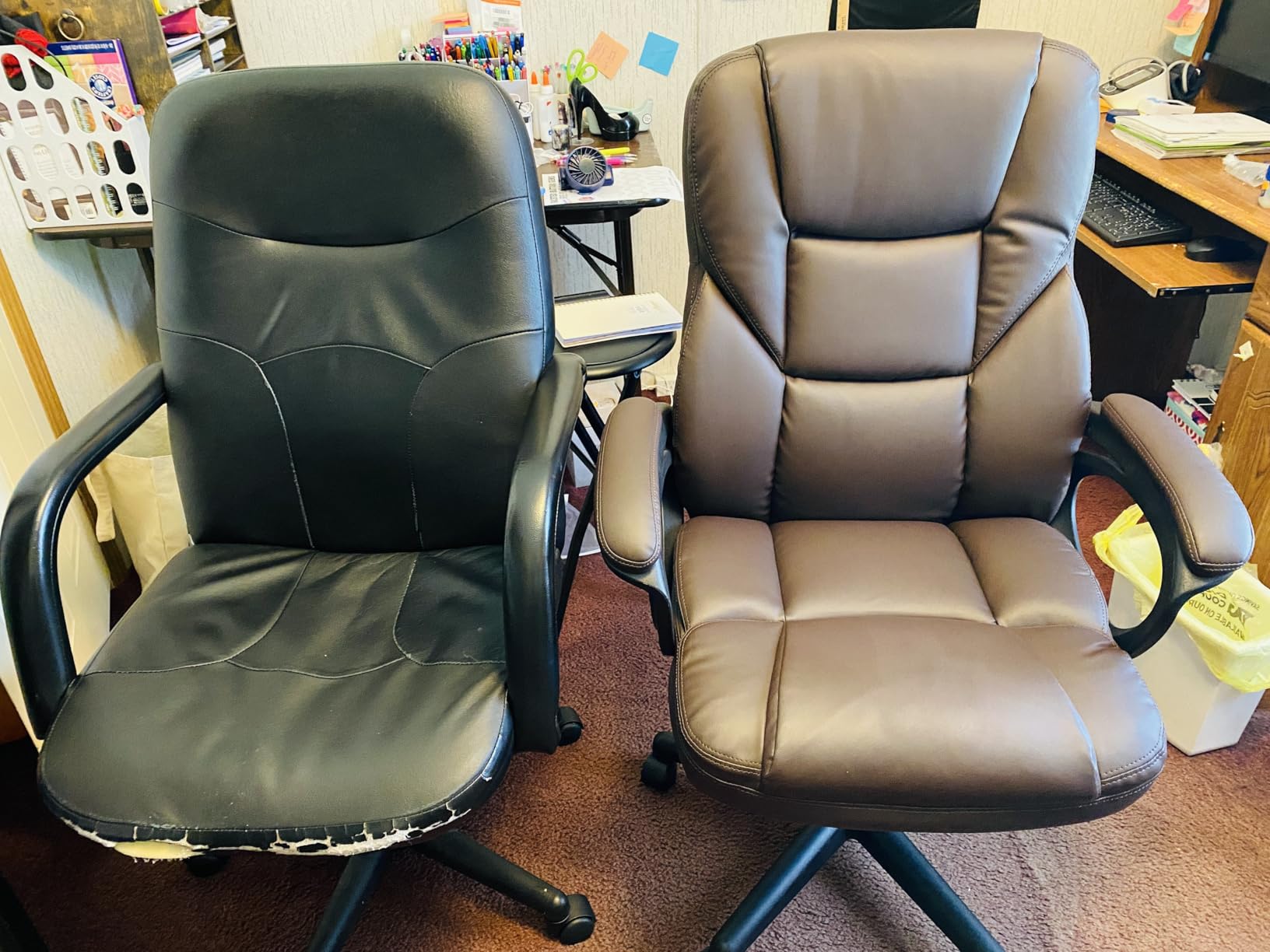 Furmax Office Executive Chair High Back Adjustable Managerial Home Desk Chair, Swivel Computer PU Leather Chair with Lumbar Support, Black customer photo 1