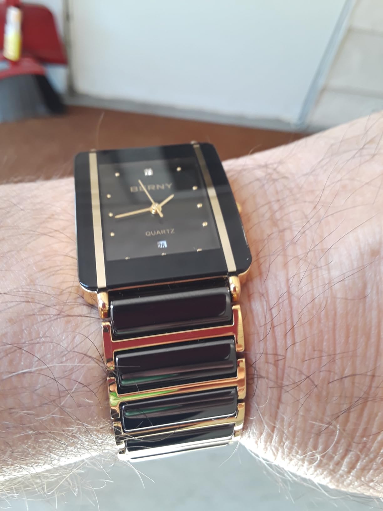 Mens Quartz Watches Ceramic Bands Watch for Men Rectangular Wristwatch Valentines Gift for Men Lovers customer photo 1
