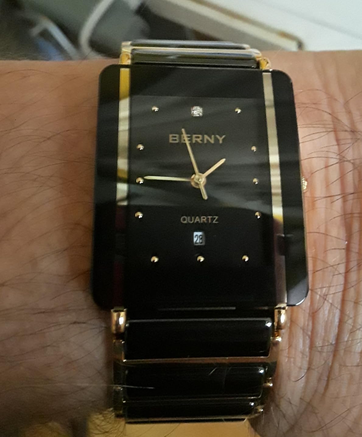 Mens Quartz Watches Ceramic Bands Watch for Men Rectangular Wristwatch Valentines Gift for Men Lovers customer photo 2