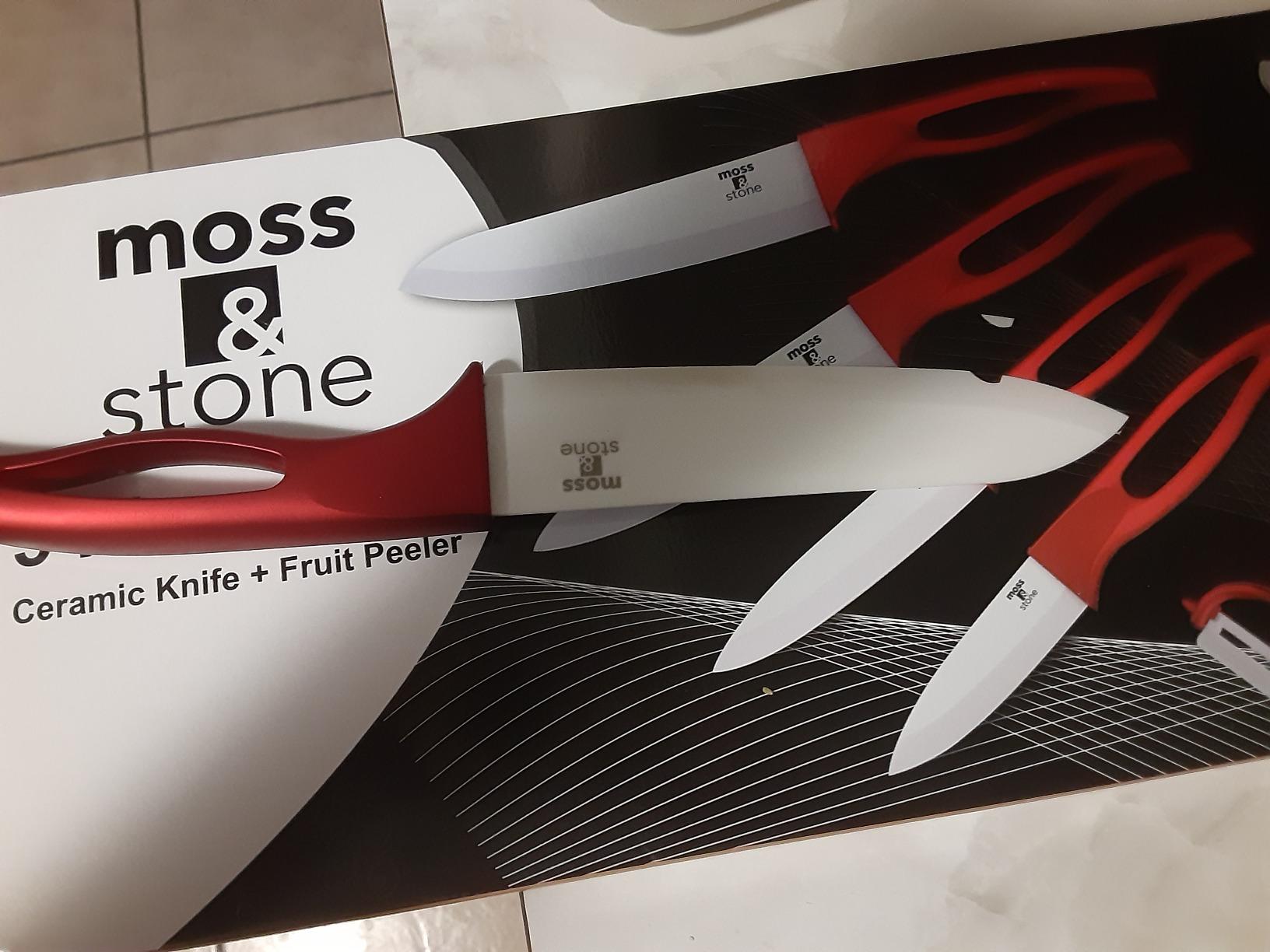Moss & Stone Kitchen Cutlery White Ceramic Knife Set, Ceramic Knife Set and Fruit Peeler, Rust Proof & Stain Resistant, Kitchen Cooking Knife Set 5 pieces Blue Knives customer photo 2