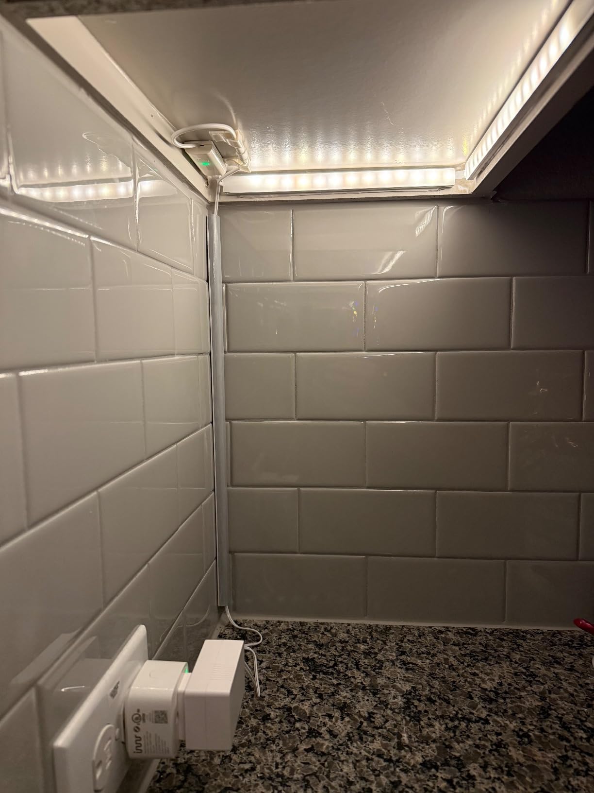 WOBANE Under Cabinet LED Lighting Kit, 6 PCS Dimmable LED Strip Lights with Remote Control Dimmer, 24W Adapter, Hidden 2700K Warm White Set, Bright 1500lm, Timing, Kitchen, Counter, Shelf, Showcase customer photo 2