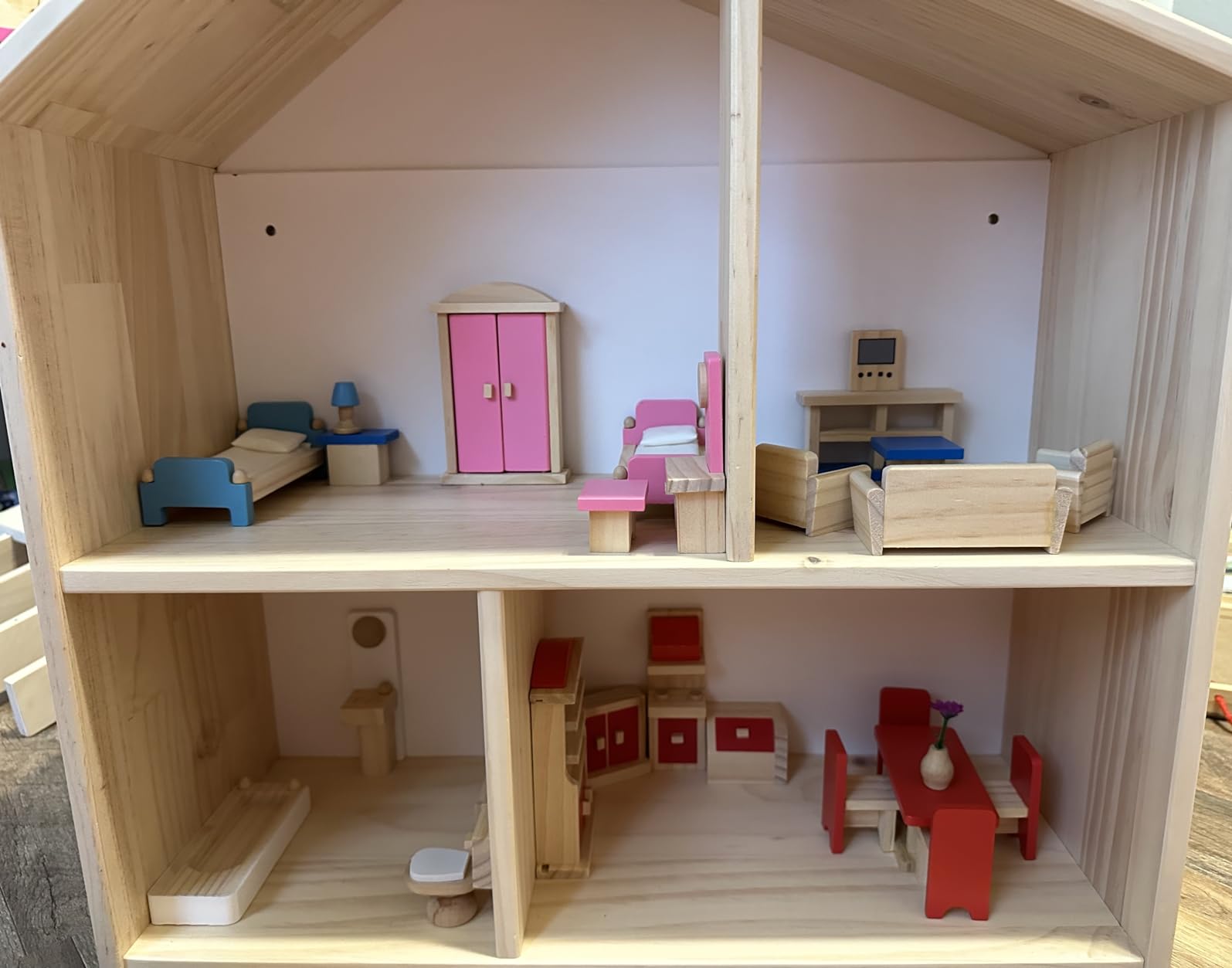 Seanmi Wooden Dollhouse Furniture - 5 Sets, 1:12 Scale Doll House Furnishings, 35 Pieces of Dollhouse Accessories customer photo 1
