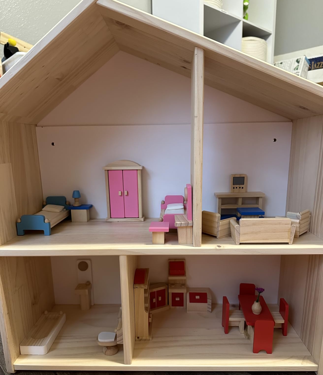 Seanmi Wooden Dollhouse Furniture - 5 Sets, 1:12 Scale Doll House Furnishings, 35 Pieces of Dollhouse Accessories customer photo 2