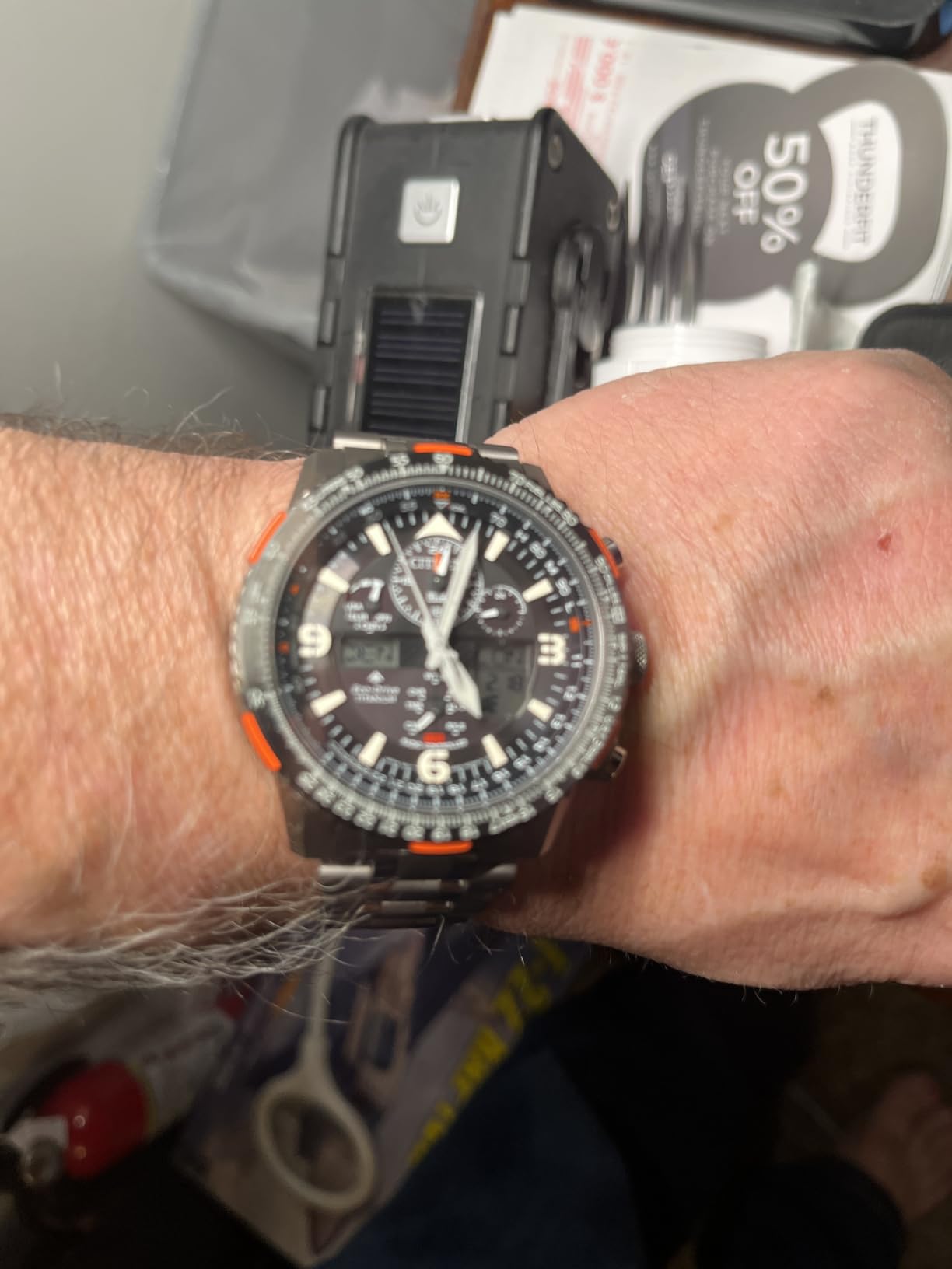 Citizen Men's Promaster Air Skyhawk Eco-Drive Pilot Watch, Atomic Timekeeping Technology, Chronograph, Power Reserve Indicator, Ana-digi Display customer photo 1