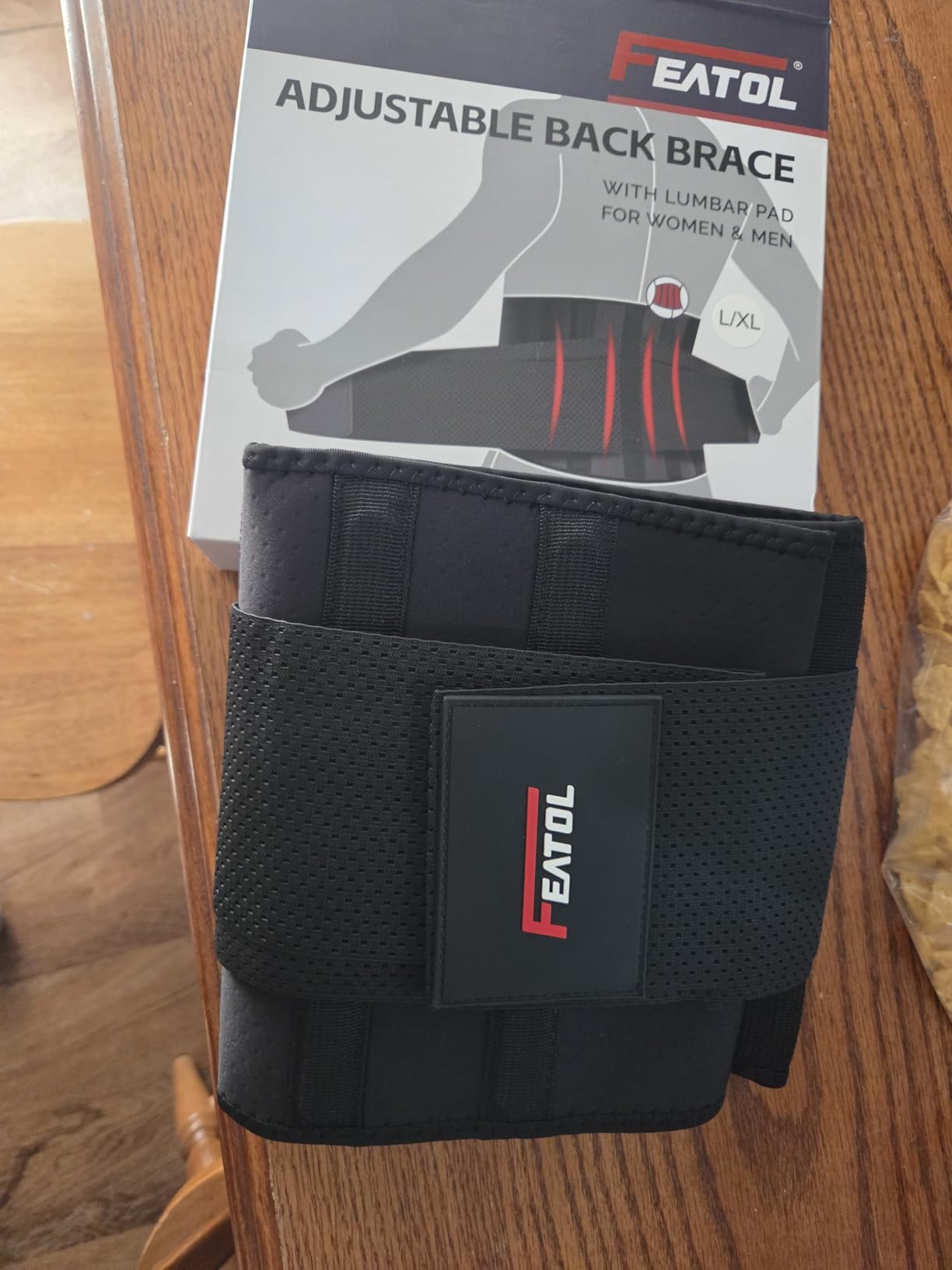 FEATOL Back Brace Support Belt-Lumbar Support Back Brace for Back Pain, Sciatica, Scoliosis, Herniated Disc Adjustable Support Straps-Lower Back Brace with Removable Lumbar Pad for Men & Women customer photo 2
