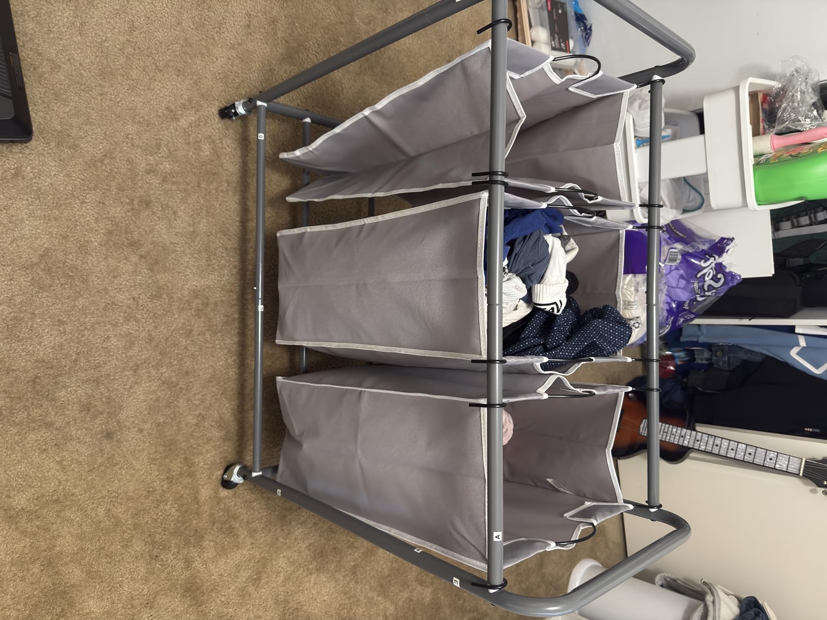 STORAGE MANIAC Laundry Sorter 4 Section, 47.5 Gal (180 L) Laundry Hamper with Wheels, Clothes Divider Basket Sorter, Clothes Separator Hamper Cart with Wheels and Removable Bags, Gray customer photo 2