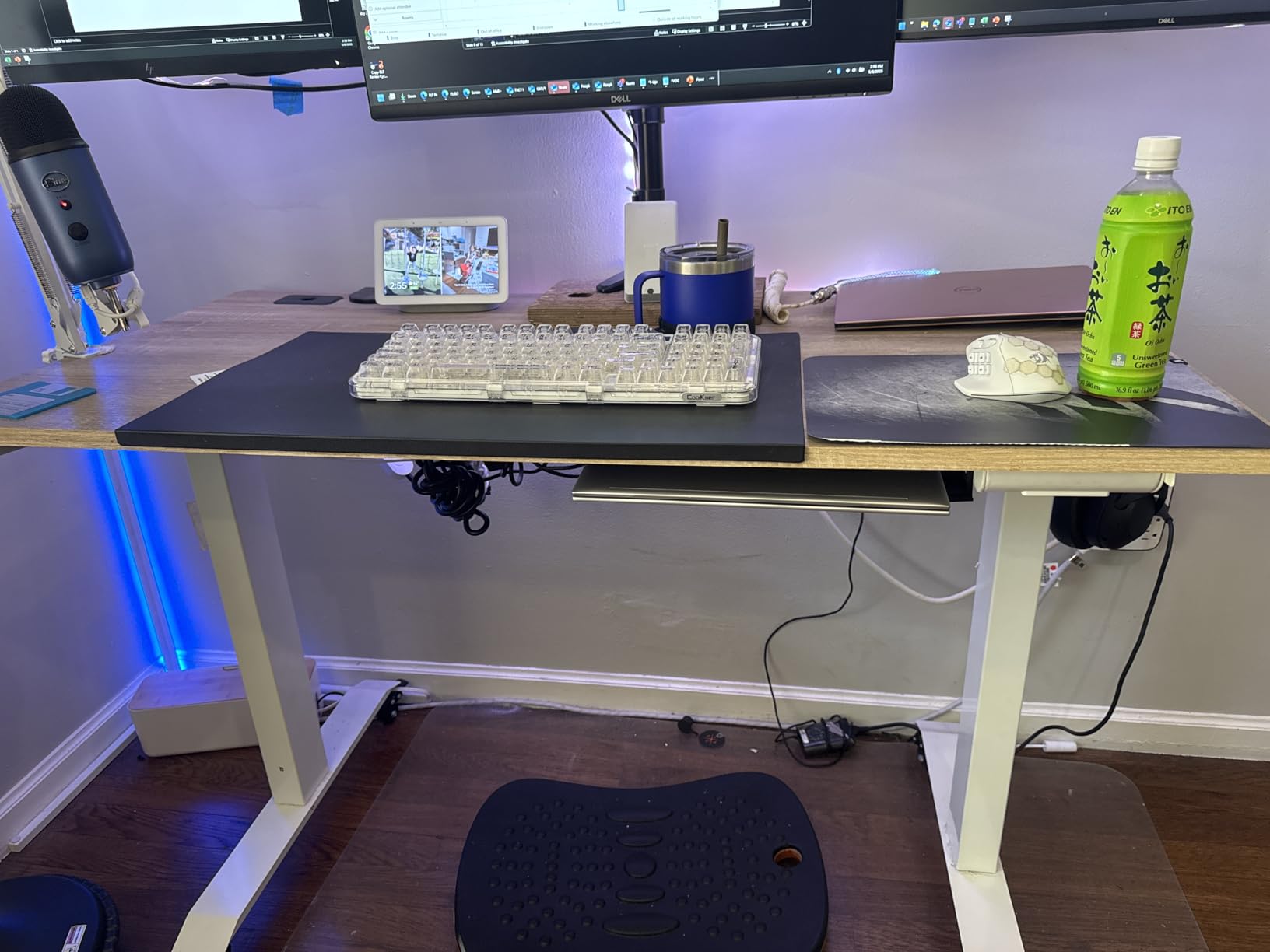 SHW 48-Inch Electric Height Adjustable Standing Desk with Drawer, Memory Preset and Cable Management Tray, Maple customer photo 1