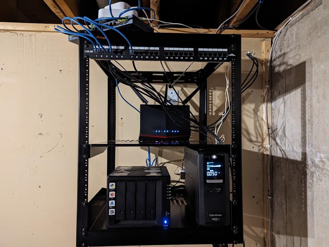 ECHOGEAR 20U Open Frame Rack for Servers & AV Gear - Wall Mountable Design Includes 2X Vented Shelves, 25x Rack Mounting Screws, 4X Leveling Feet, 4X Shelf Stops, & 2X Securement Straps customer photo 2