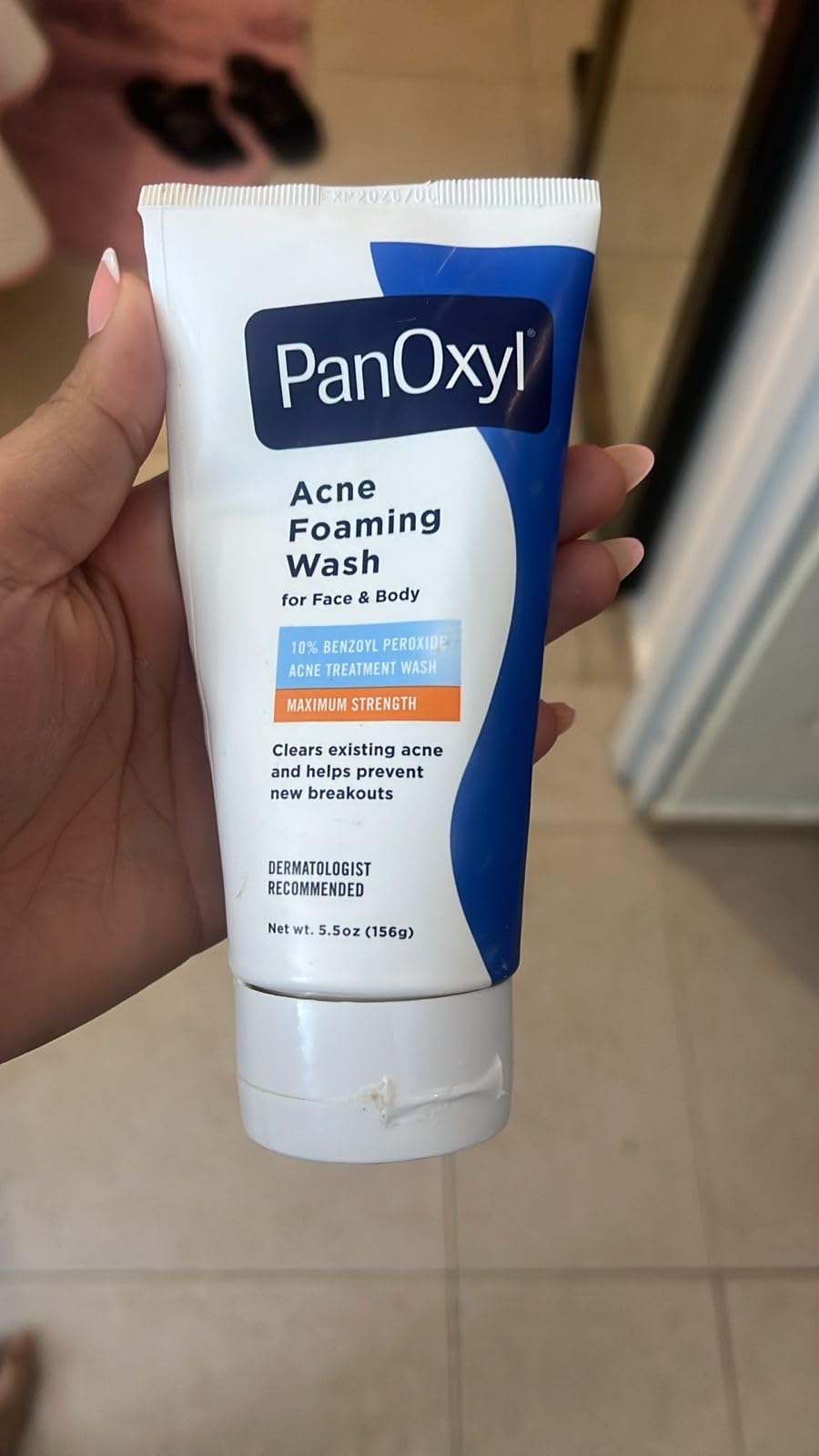 PanOxyl 10% Benzoyl Peroxide Acne Foaming Wash, Maximum Strength, Daily Acne-Fighting Face and Body Cleanser, Face Wash to Clear, Treat and Prevent Acne Pimples and Stubborn Breakouts, 5.5 Oz Tube customer photo 1