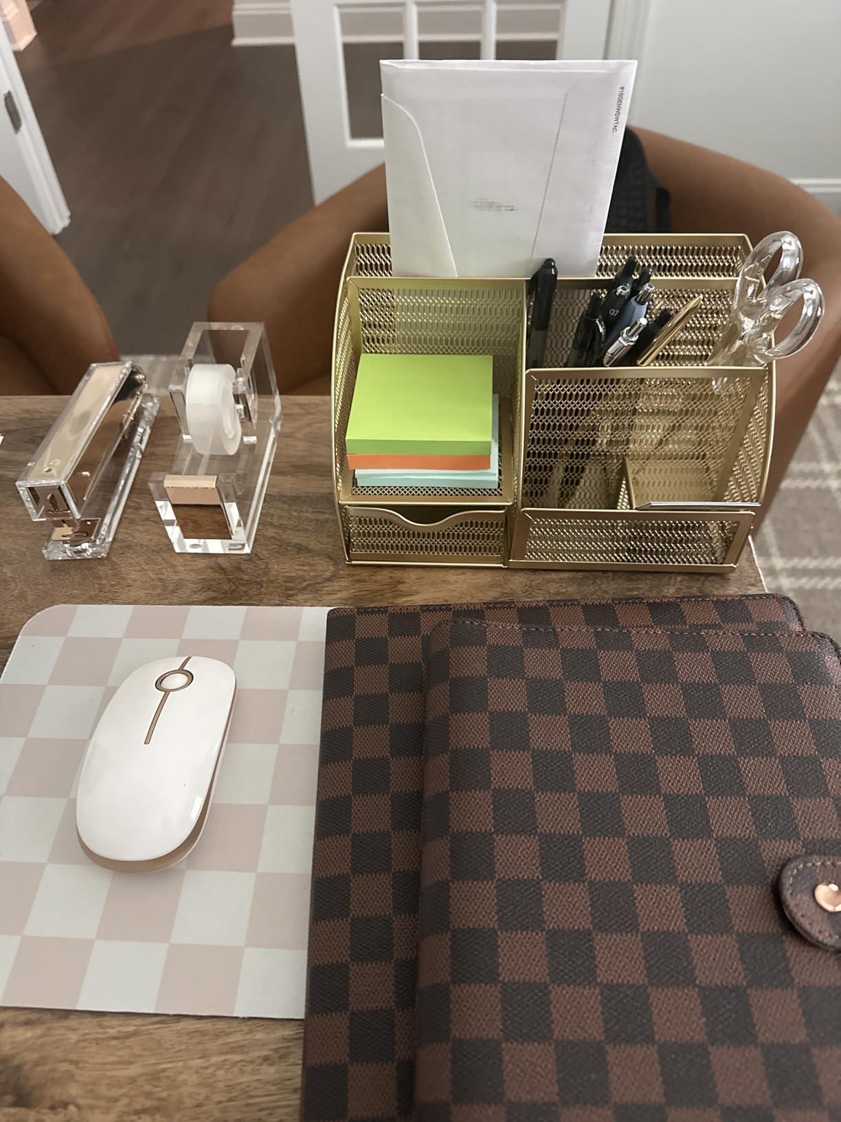 BLU MONACO | Gold Desk Organizer with Drawer | Metal Desktop Caddy with Six Compartments for Office Supplies | Stylish Desk Organizers and Accessories for Home or Office customer photo 1