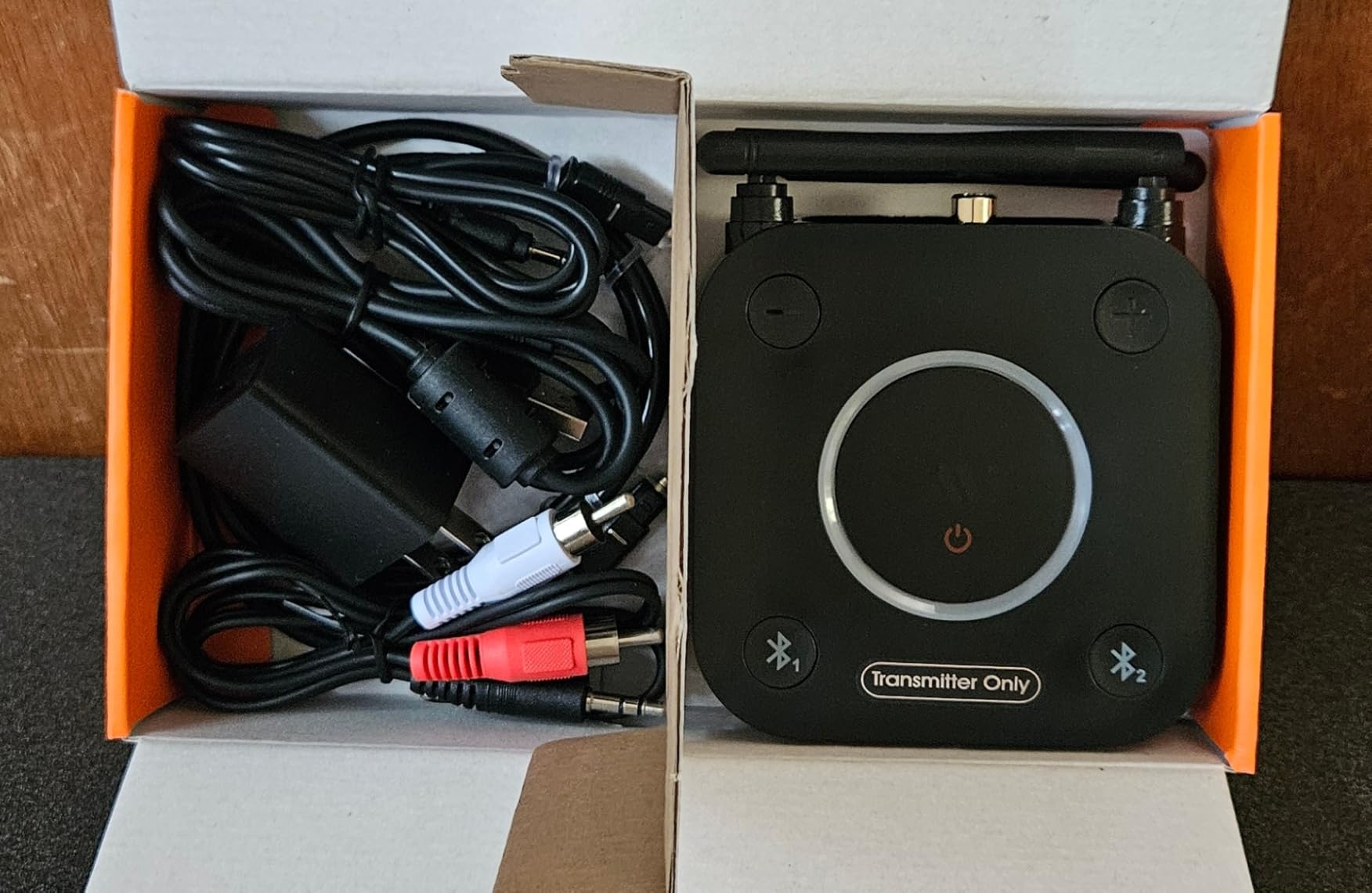 1Mii B06TX Bluetooth 5.3 Transmitter for TV to Wireless Headphone/Speaker, Bluetooth Adapter for TV w/Volume Control, AUX/RCA/Optical/Coaxial Audio Inputs, Plug n Play, aptX Low Latency & HD customer photo 1